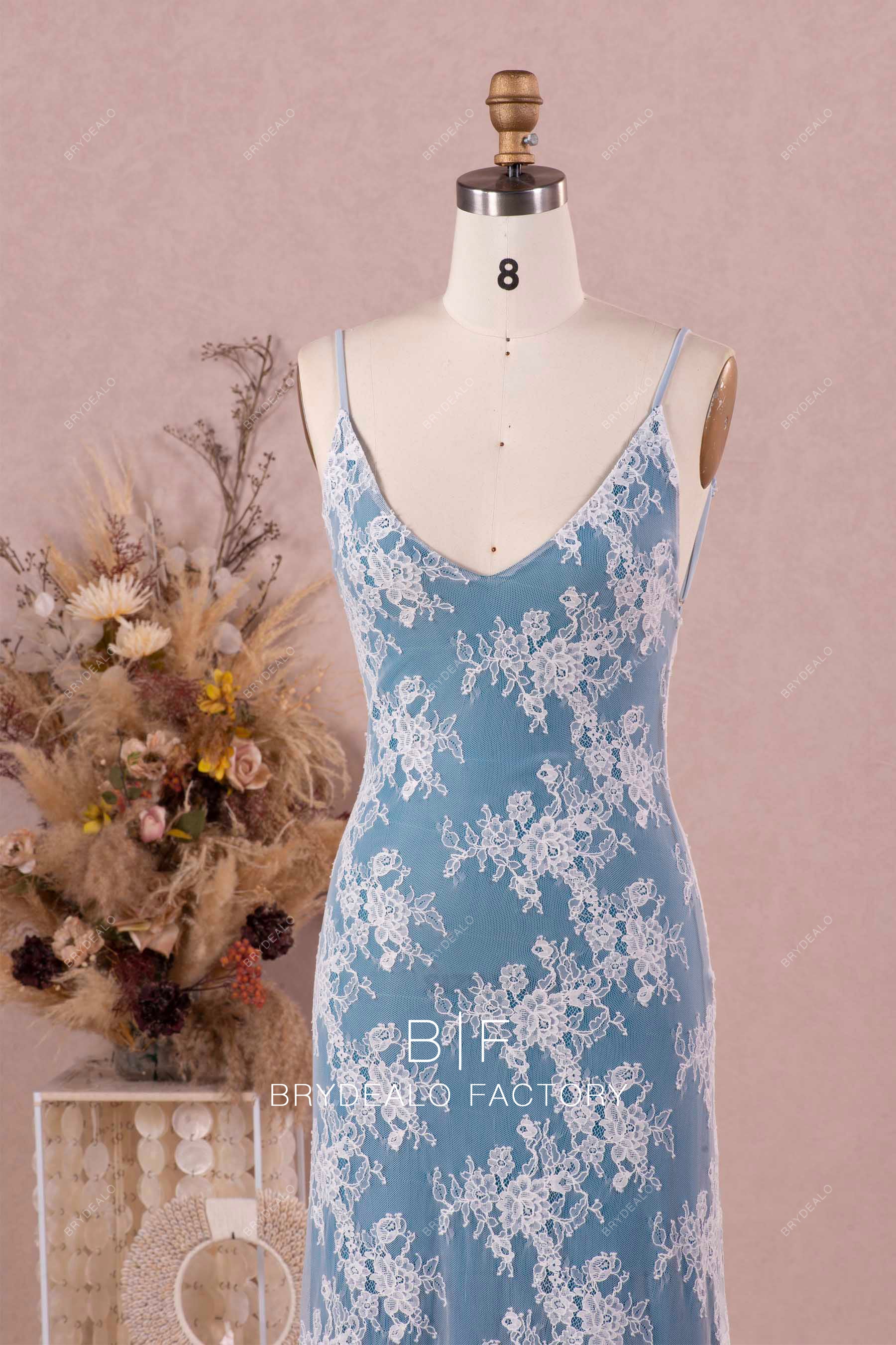 sleeveless thin straps V-neck bridal slip dress