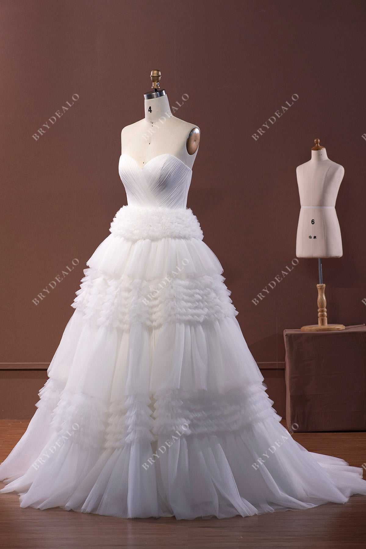 dream tiered pleated strapless bridal ball gown