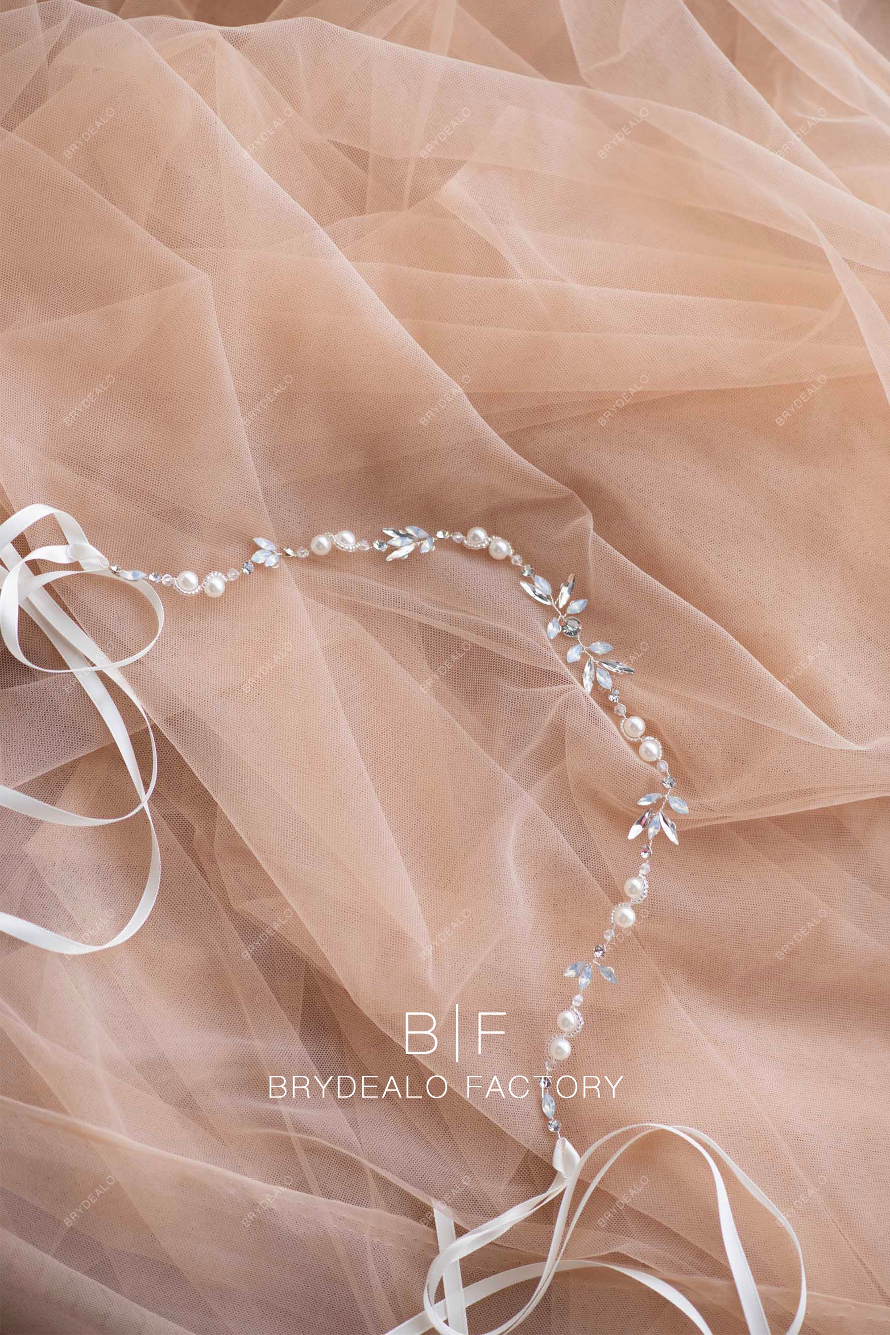 Chic Clear Silver Blue Rhinestone Hair Vine Bridal Headband