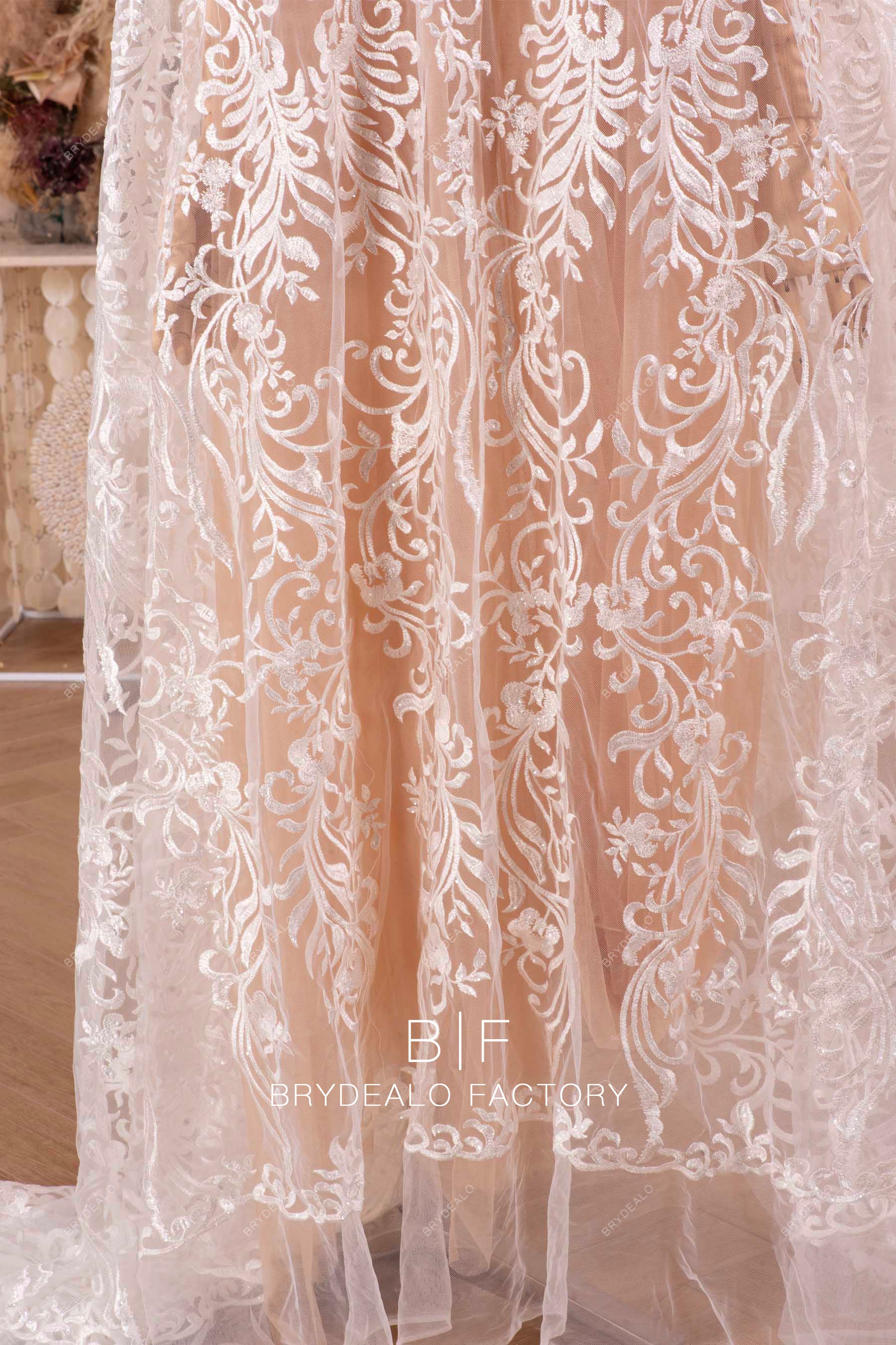 Designer Shimmer Totem Embroidered Lace