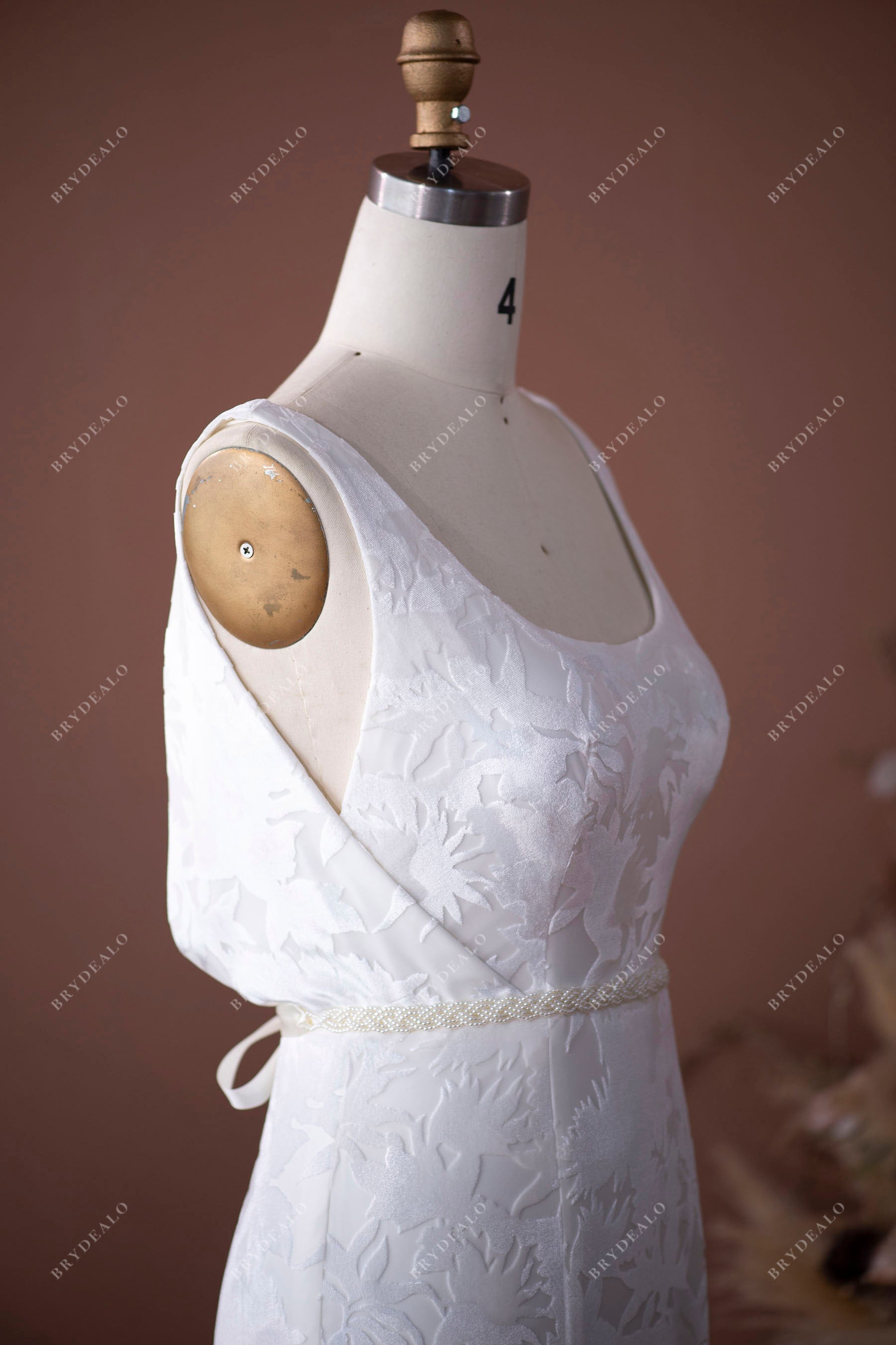 designer sleeveless velvet bridal gown