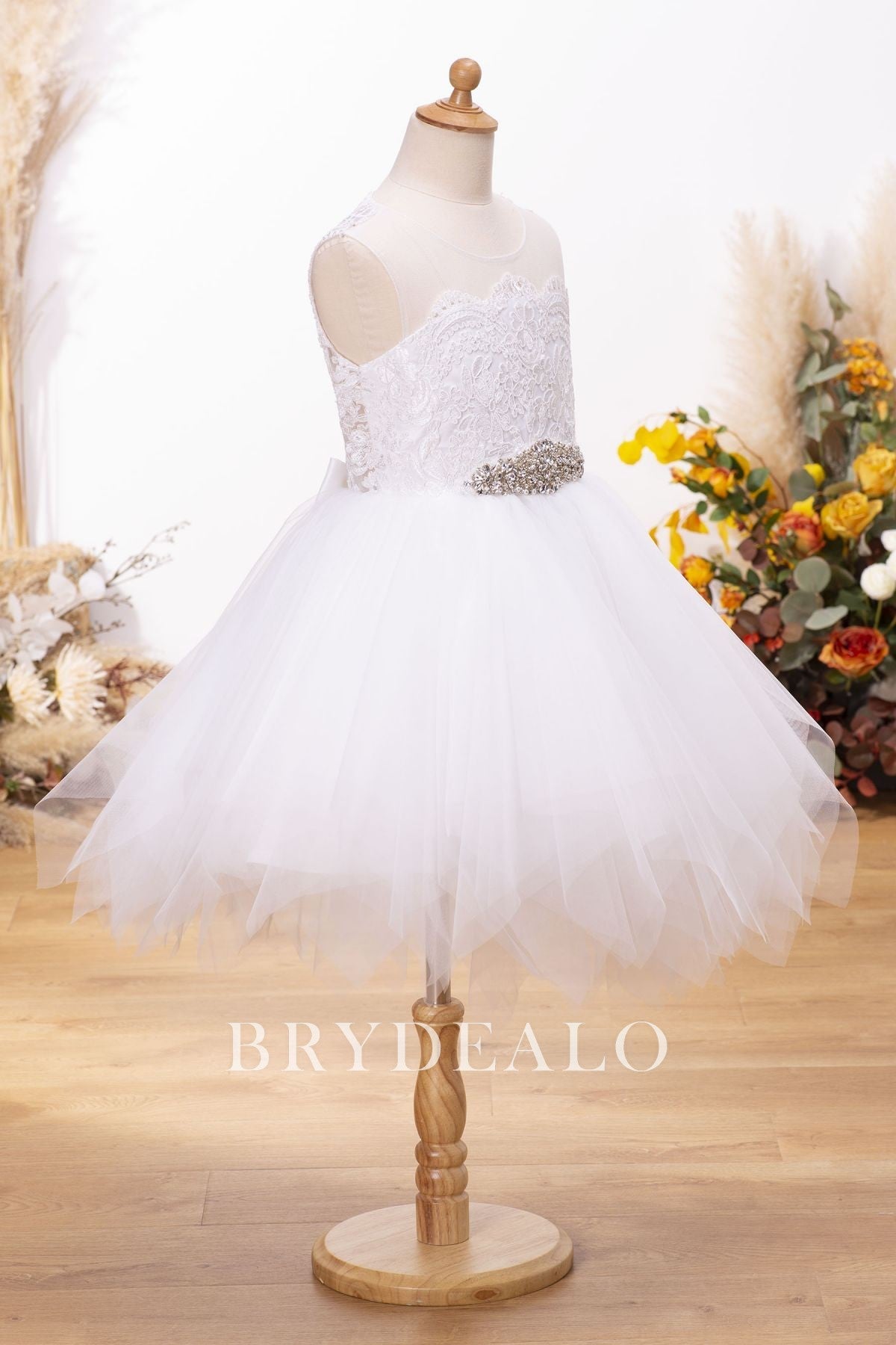 Lace Tulle Bow Flower Girl Ball Gown