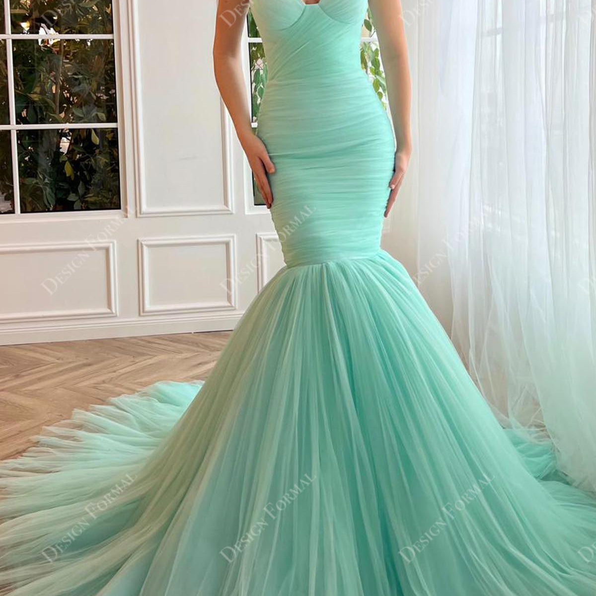 Tulle Turquoise Two Piece Prom Dress A-Line V-Neck Split Turquoise Tulle Prom Dress With Appliques PG763 US8 Turquoise Tulle Turquoise Two Piece Prom Dress A-Line V-Neck Split Turquoise Tulle Prom Dress With Appliques PG763 US8 Turquoise