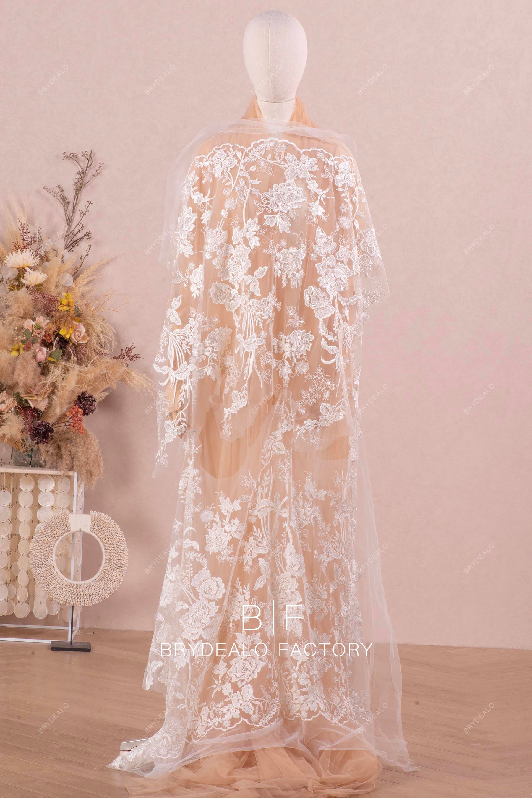 two border scalloped lace fabric online