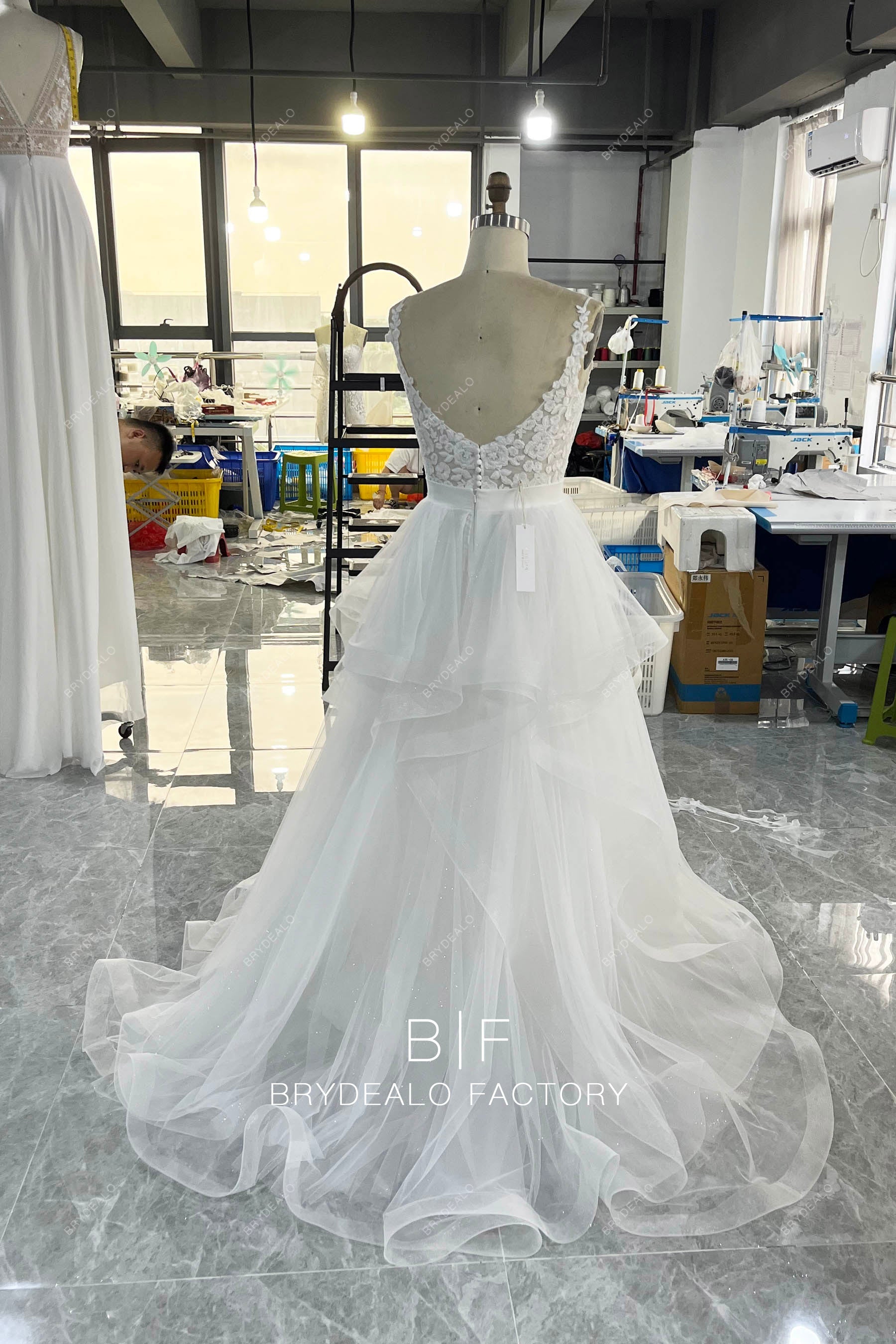 crafted two-piece horsehair puffy wedding gown