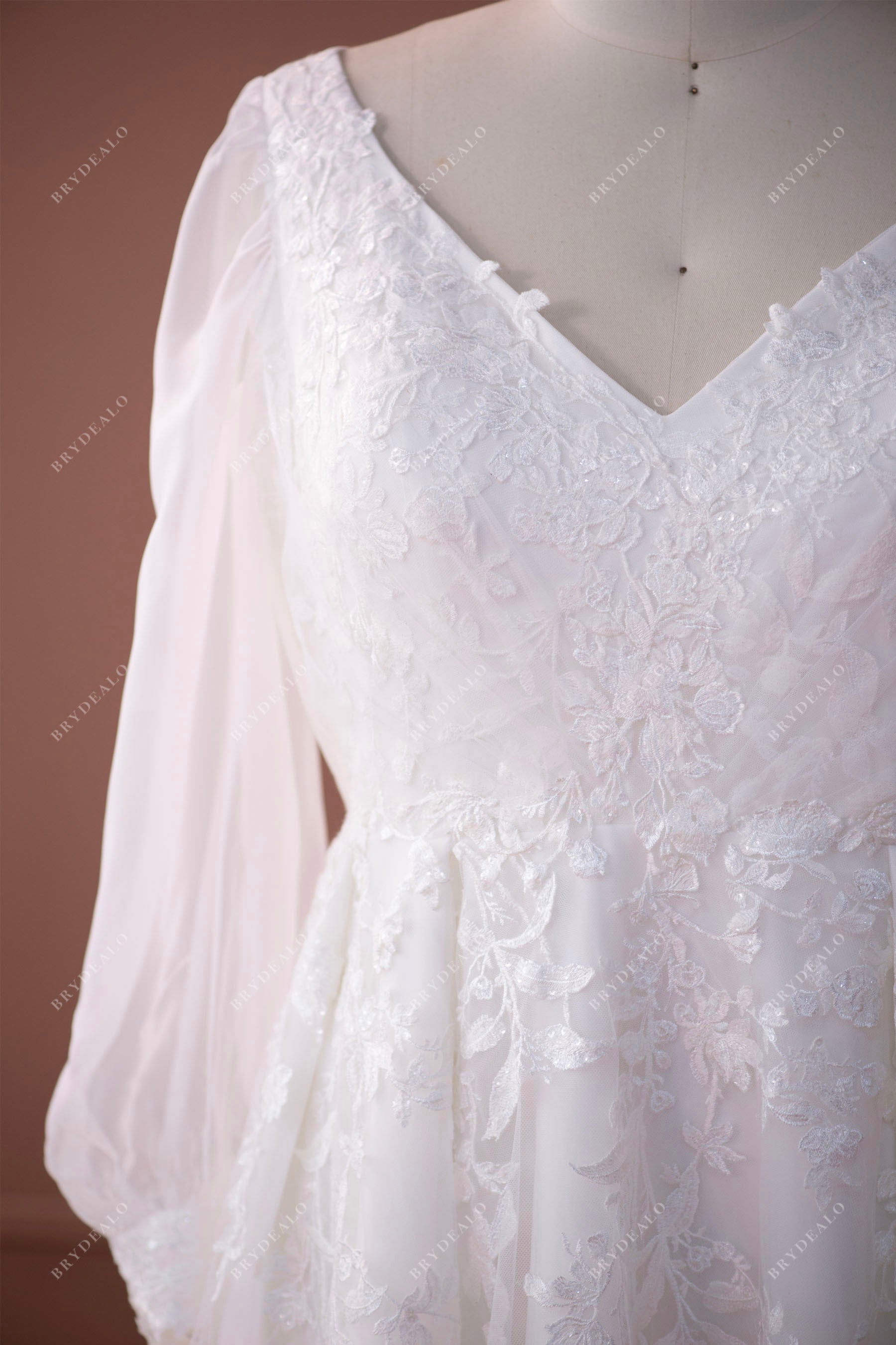 chiffon sheer sleeves plus size beach bridal gown
