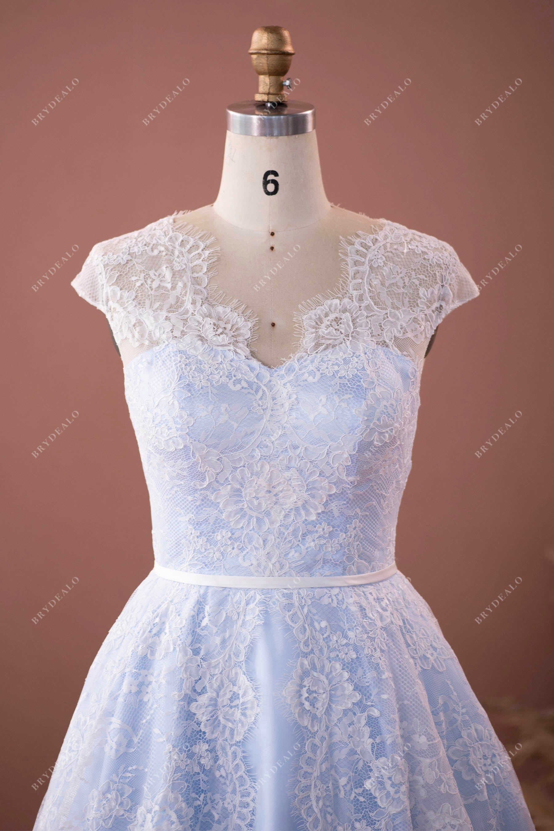 sheer cap sleeves sweetheart neck trendy colored bridal dress