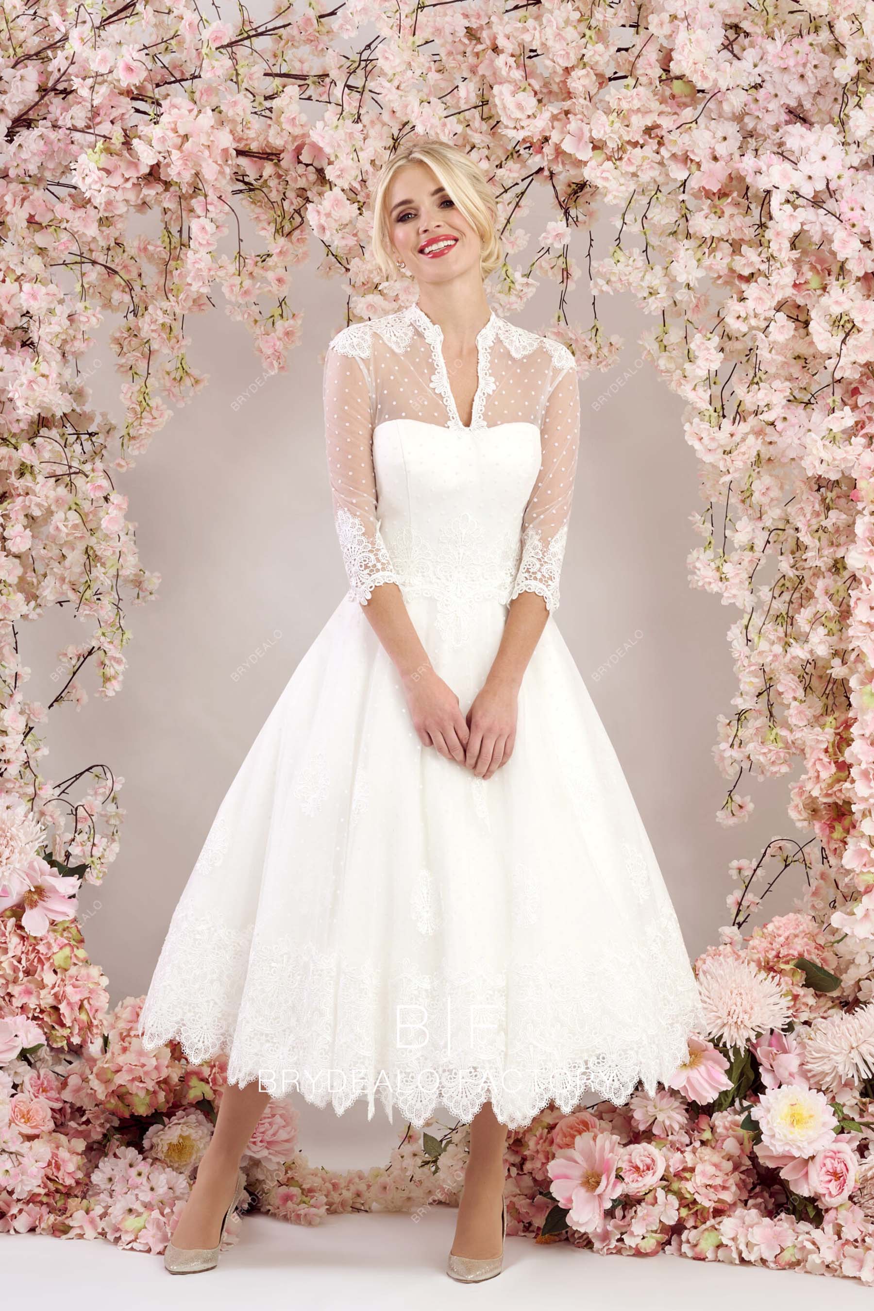 vintage lace short designer bridal dress online