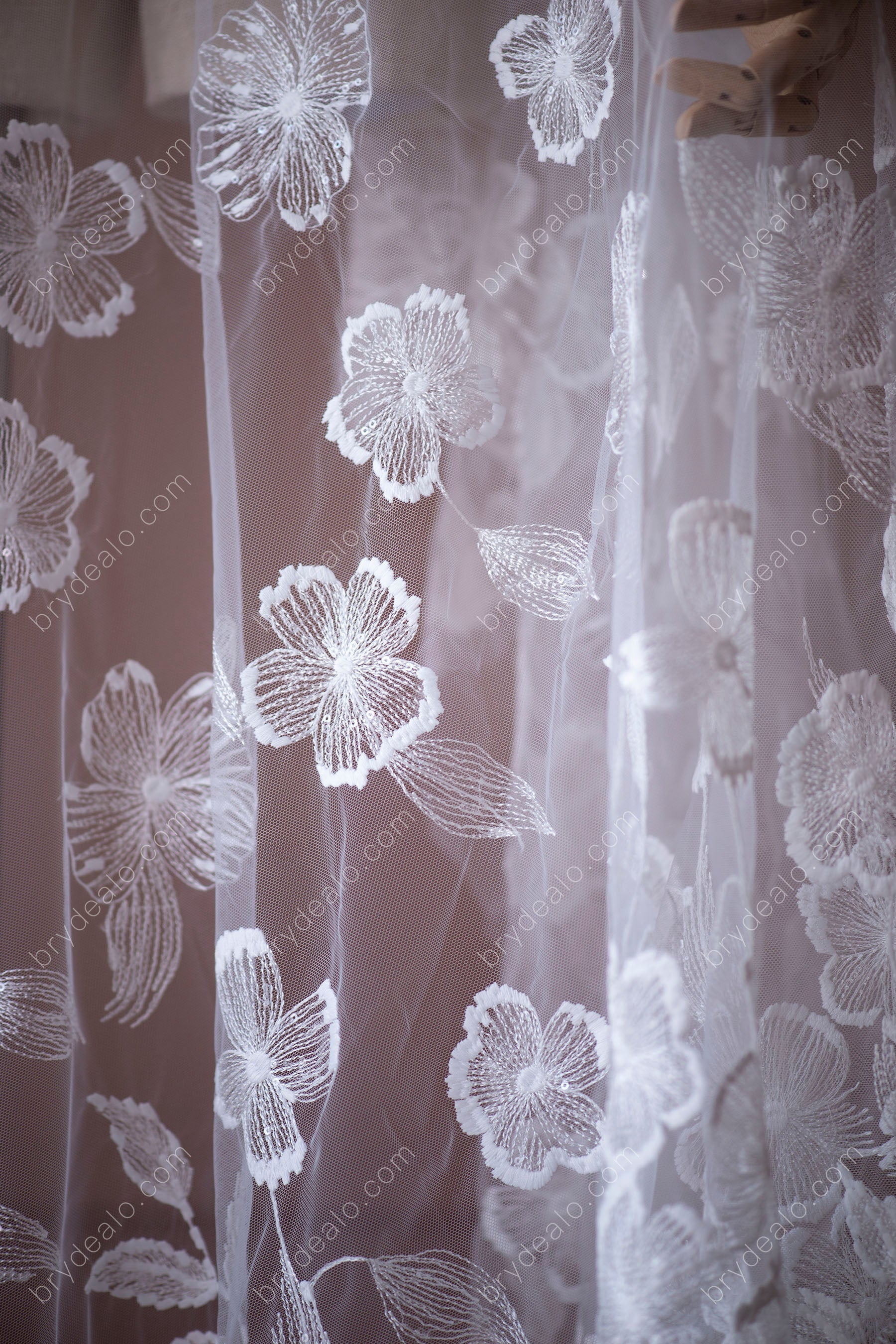 Sequins Floral Bridal Lace Fabric Online