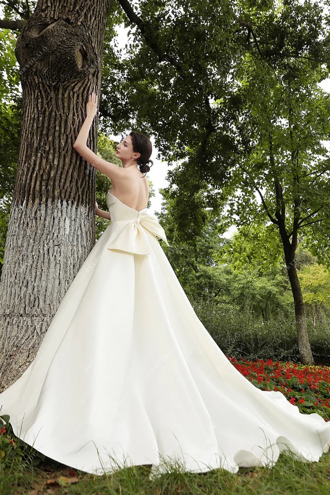 designer wedding dress satin bowknot for sale