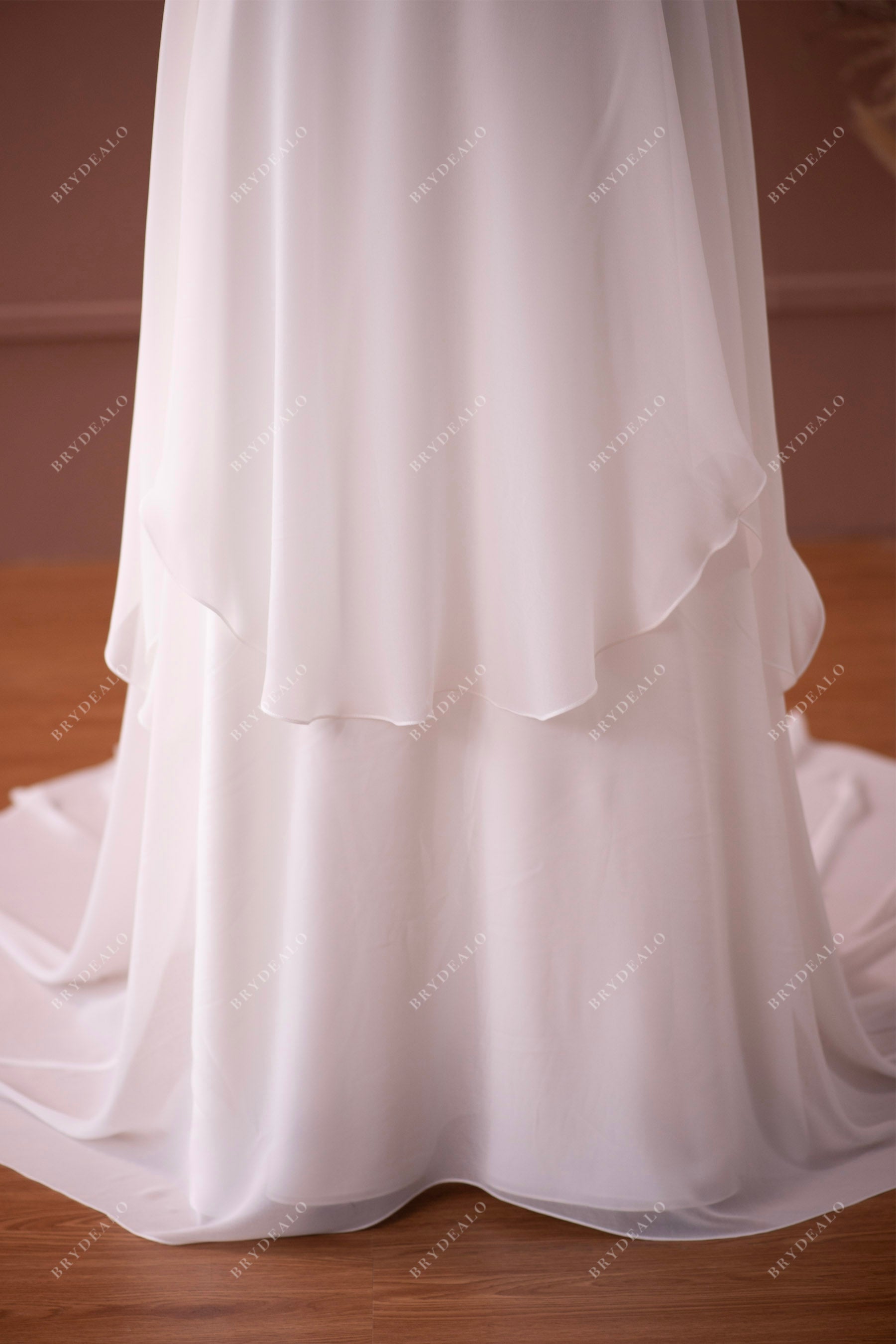 A-line chiffon tiered city wedding dress 