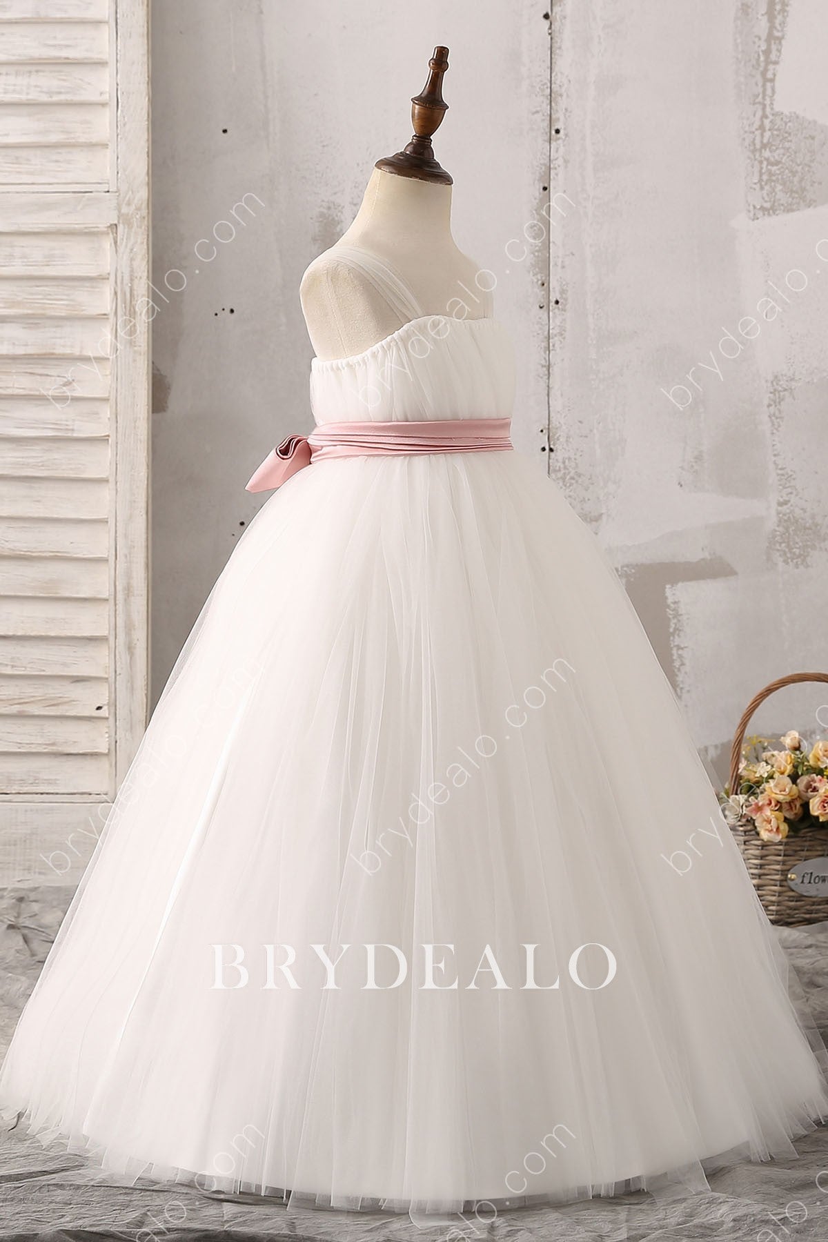 Sleeveless Tulle Floor Length Flower Girl Ball Gown