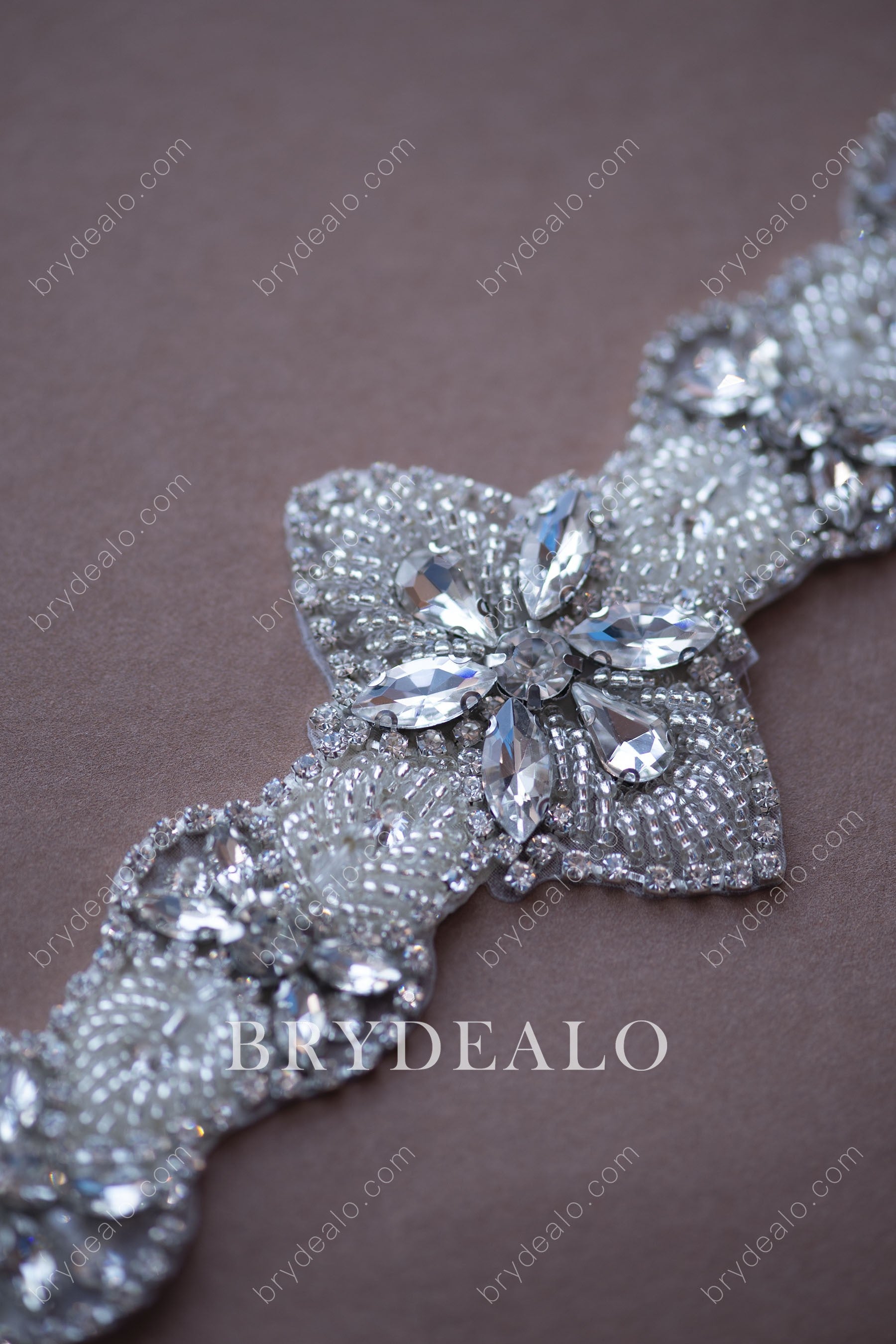 Sparkling Beaded Crystals Bridal Sash for Sale