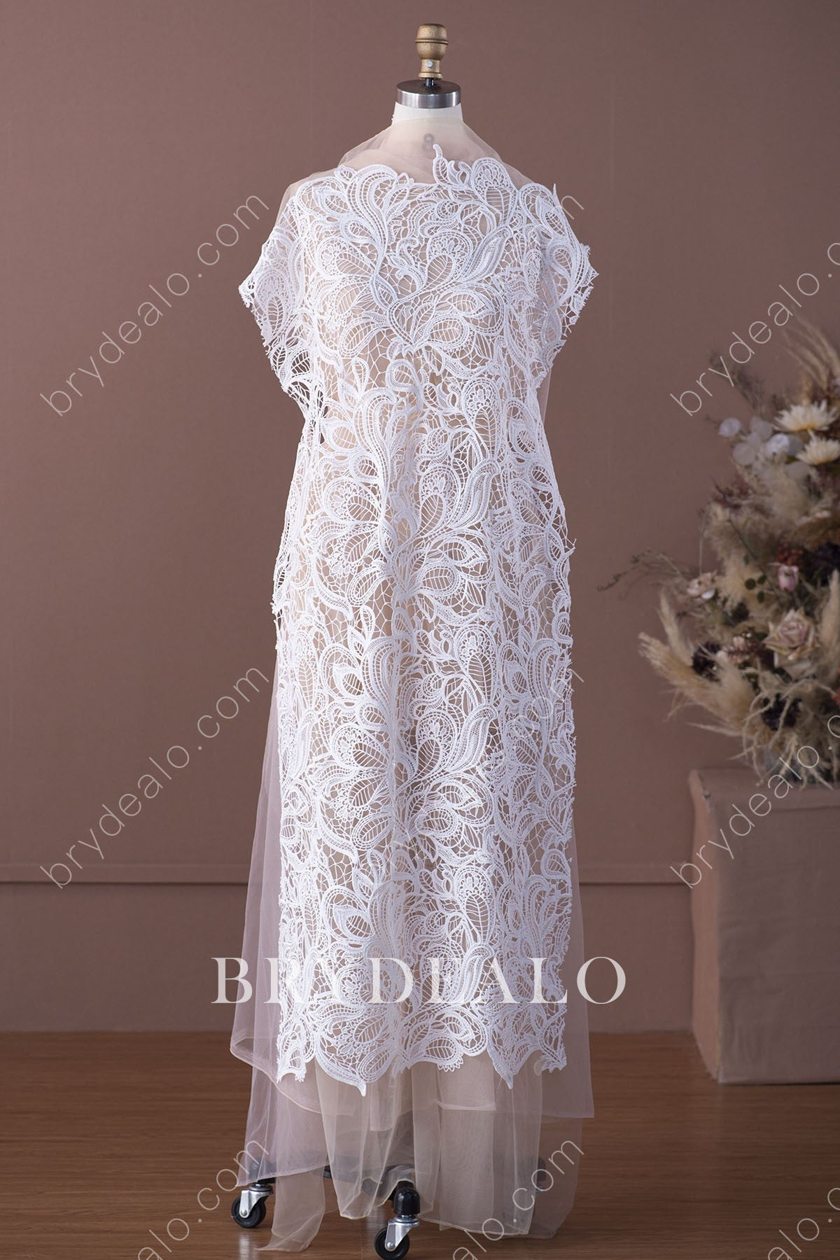 Designer Abstract Crochet Bridal Lace Fabric Online