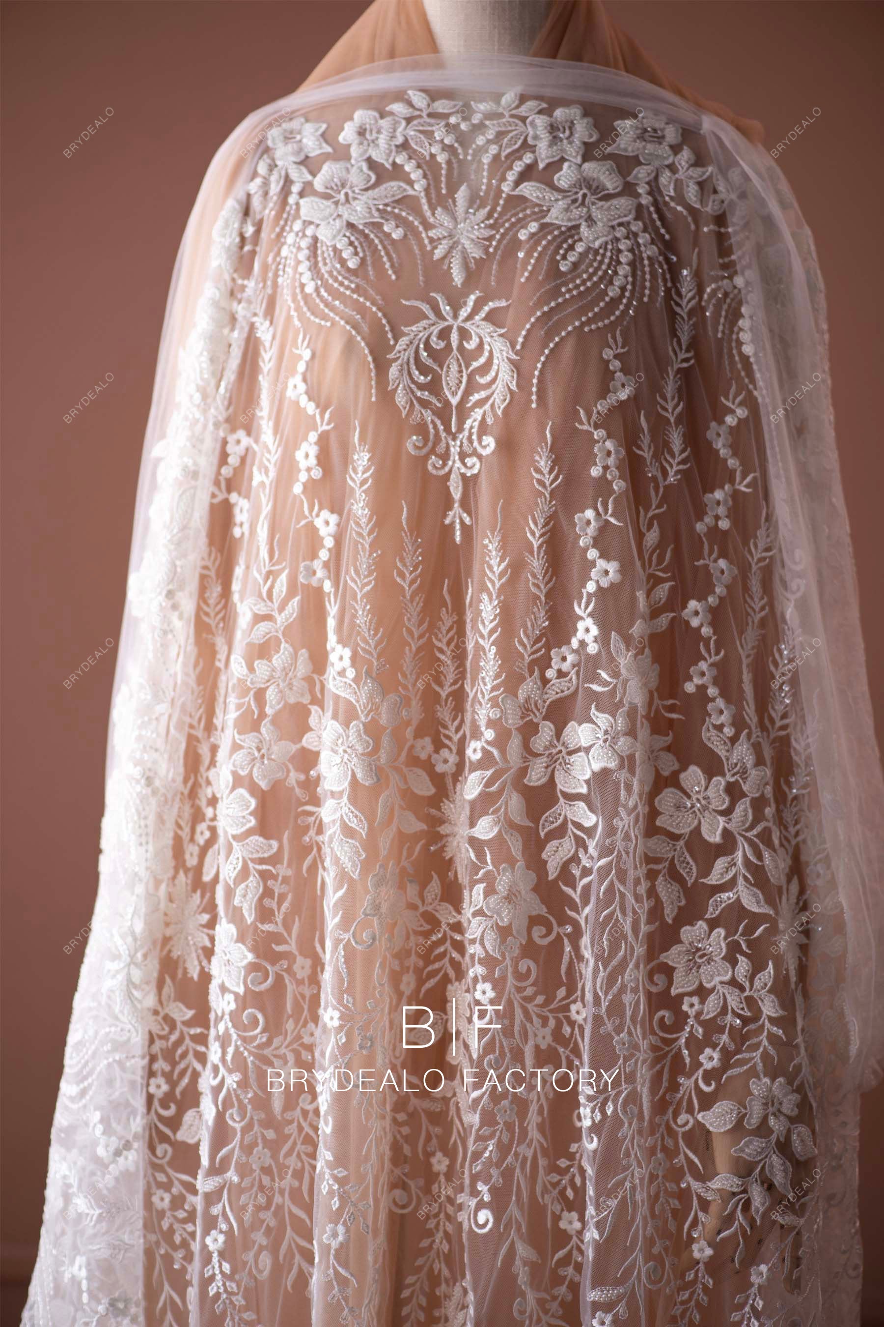 Trendy Luxury Beaded Flower Bridal Lace Online