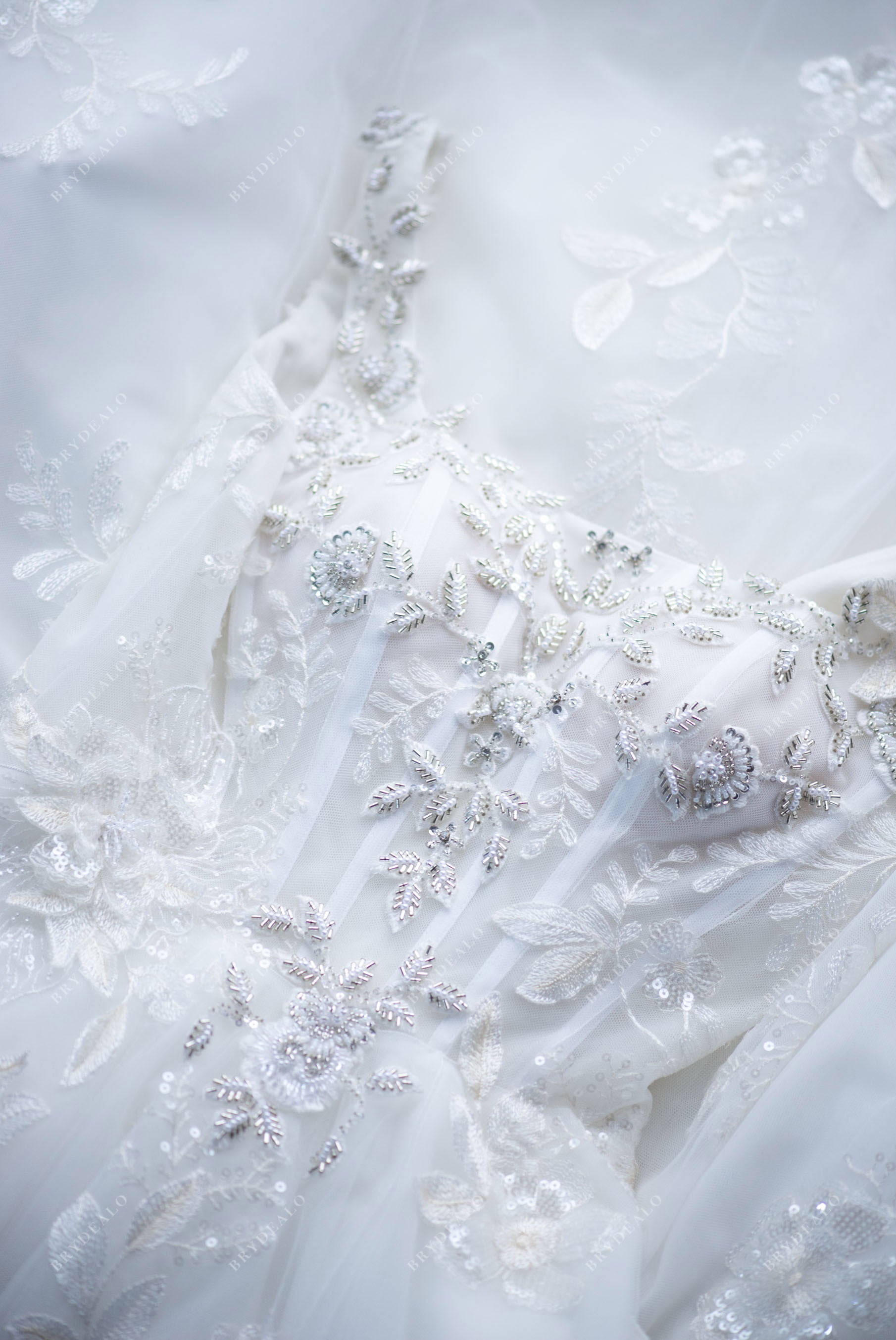 custom beaded straps princess bridal dress
