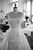 Sparkly Square Neck Luxury Overskirt Wedding Ball Gown