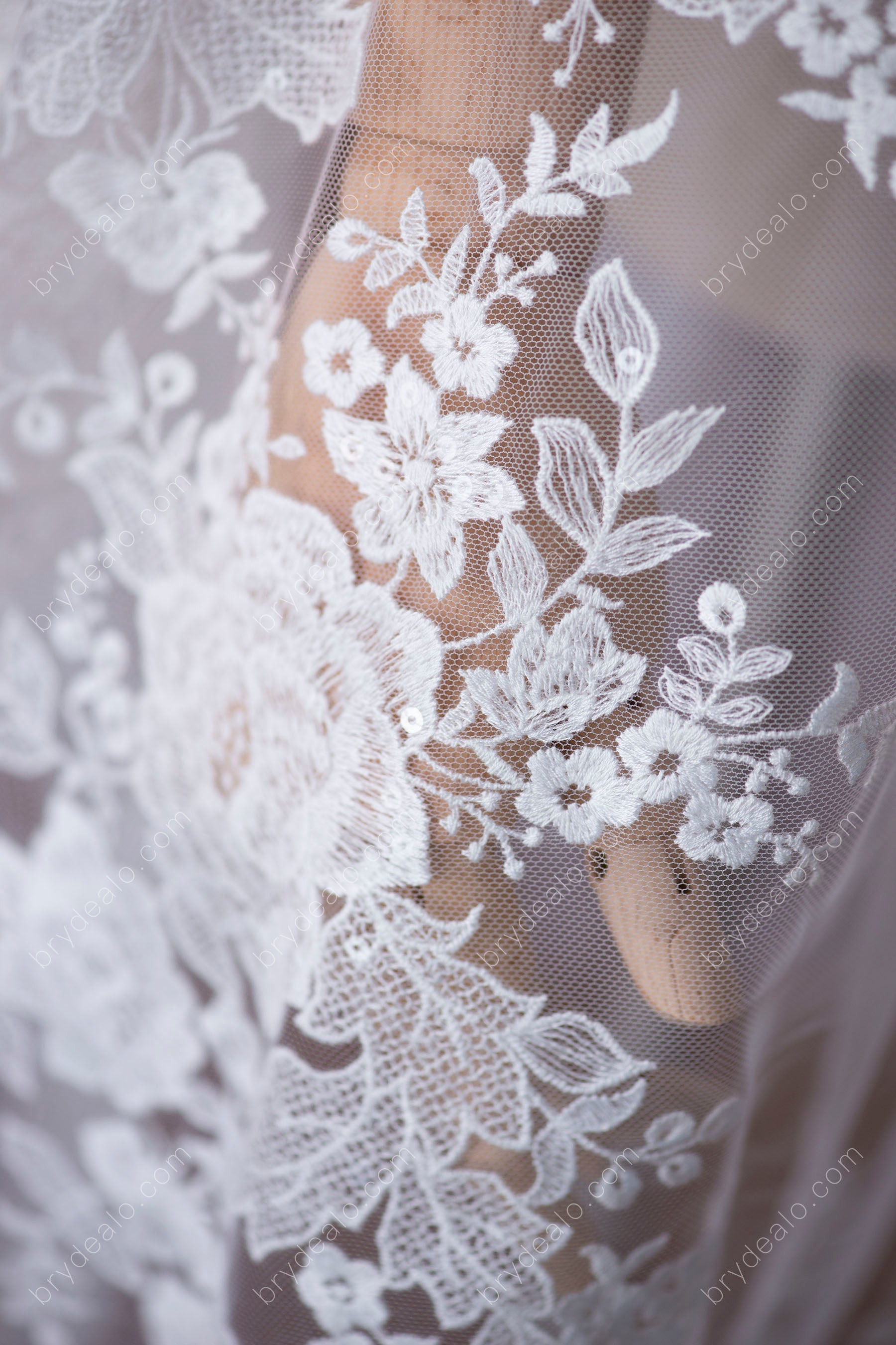 Stylish Sequin Flower Bridal Lace Fabric