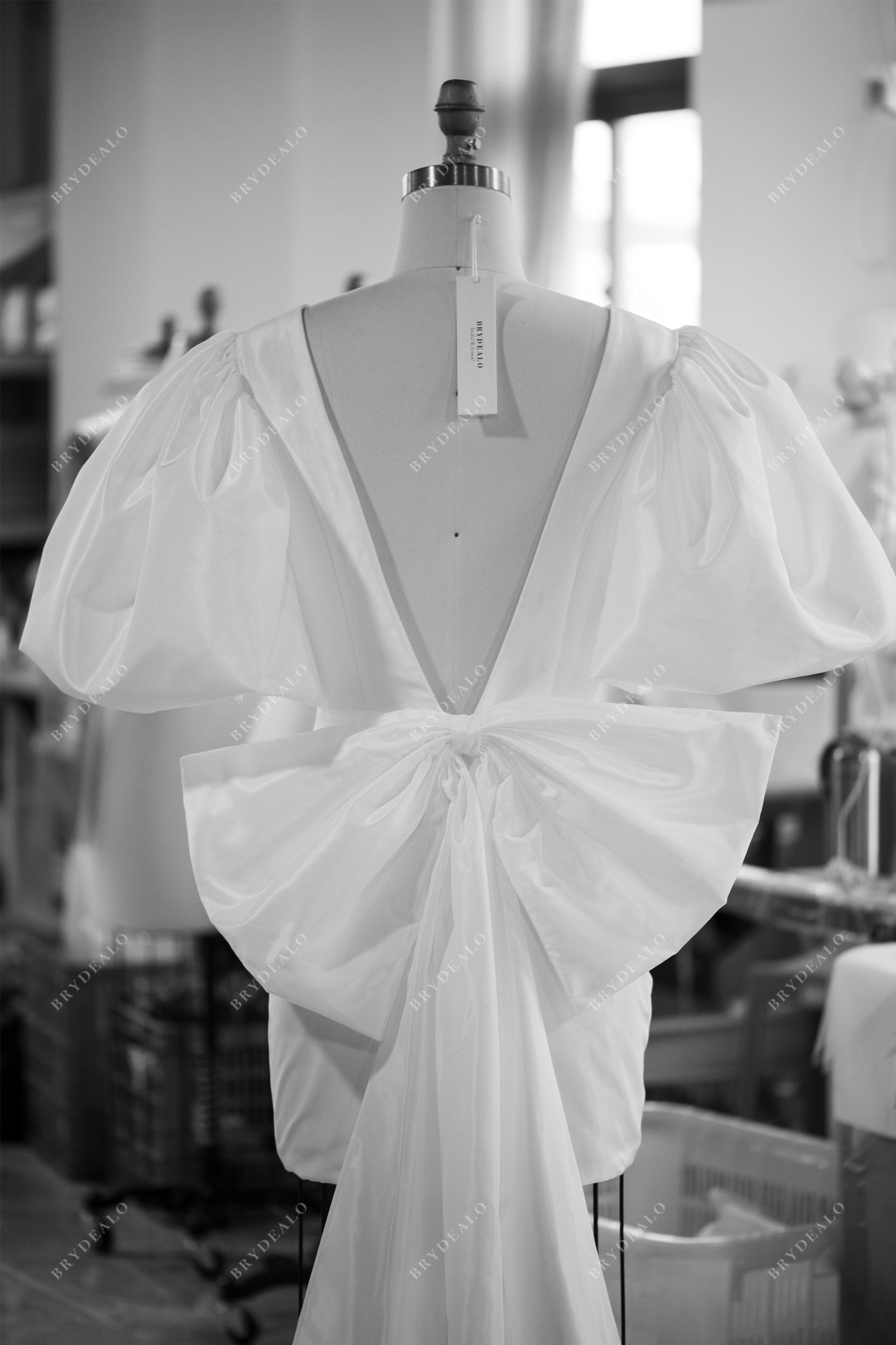 designer big bubble sleeves bridal dress