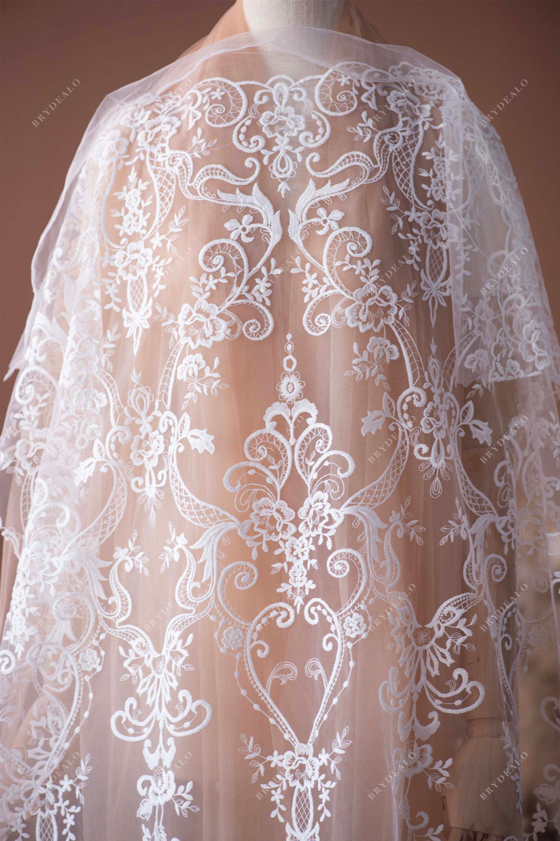 Beautiful Abstract Patterned Bridal Lace Fabric By the Yard