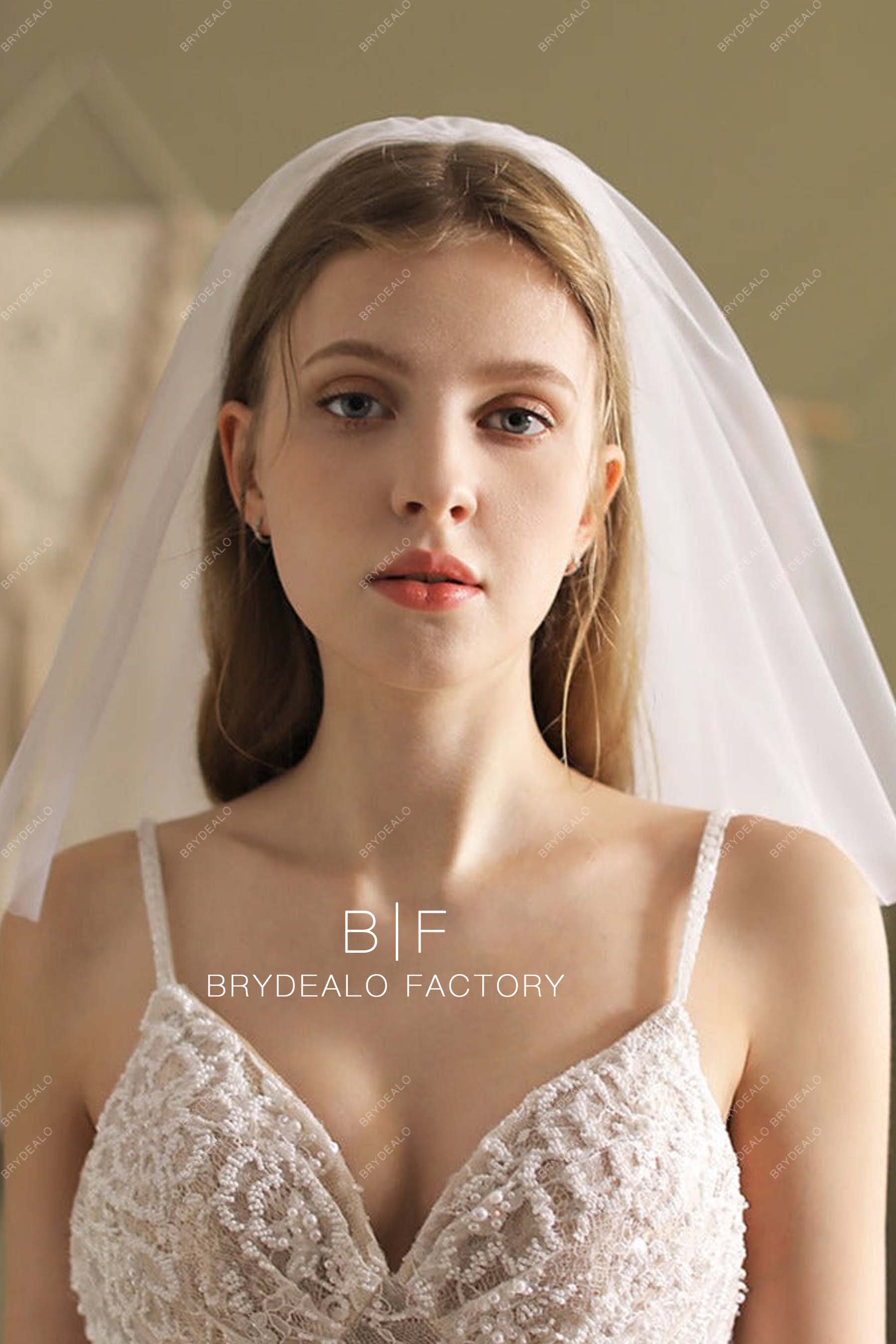 plain short bridal veil for wedding