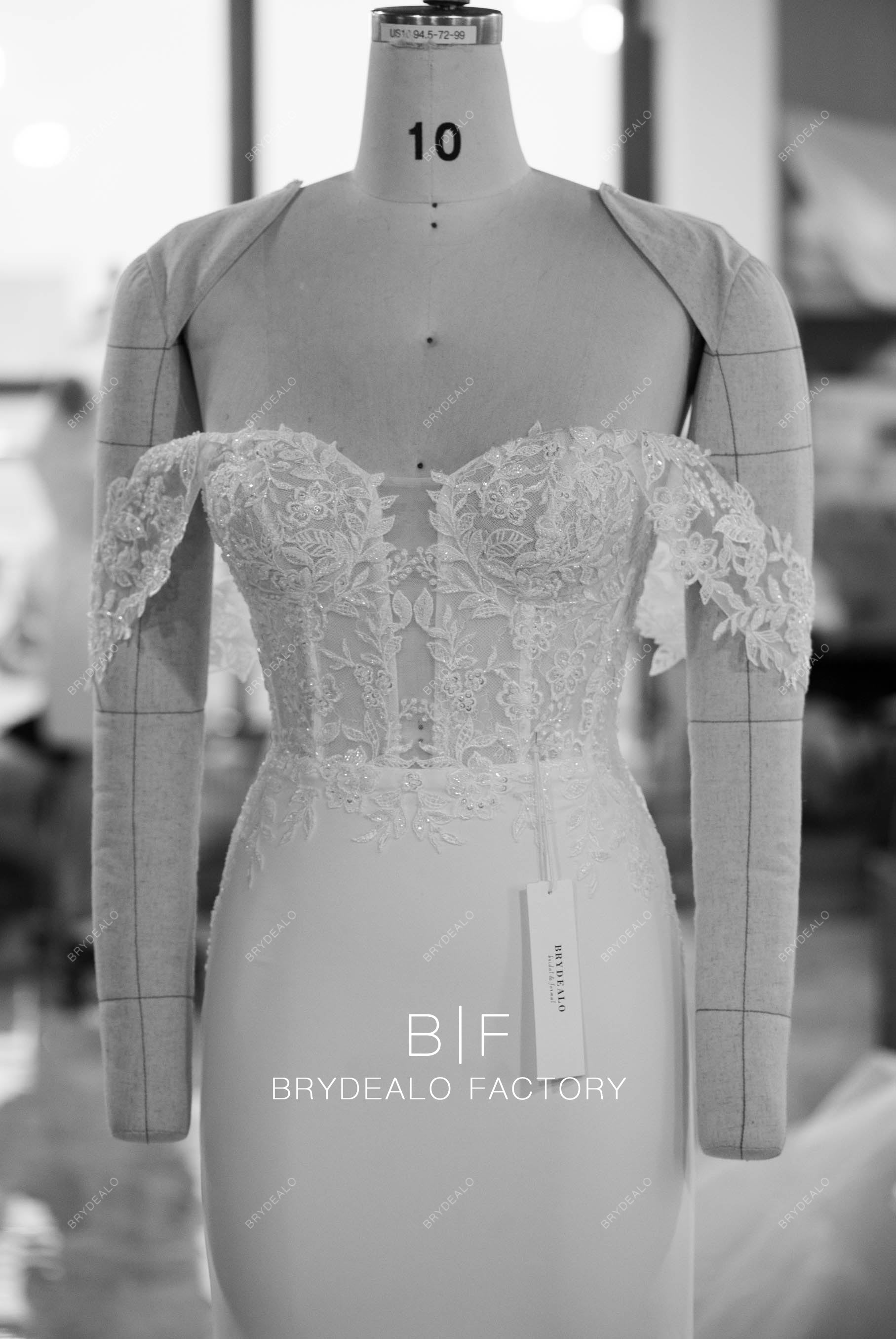 custom-made corset off shoulder wedding dress