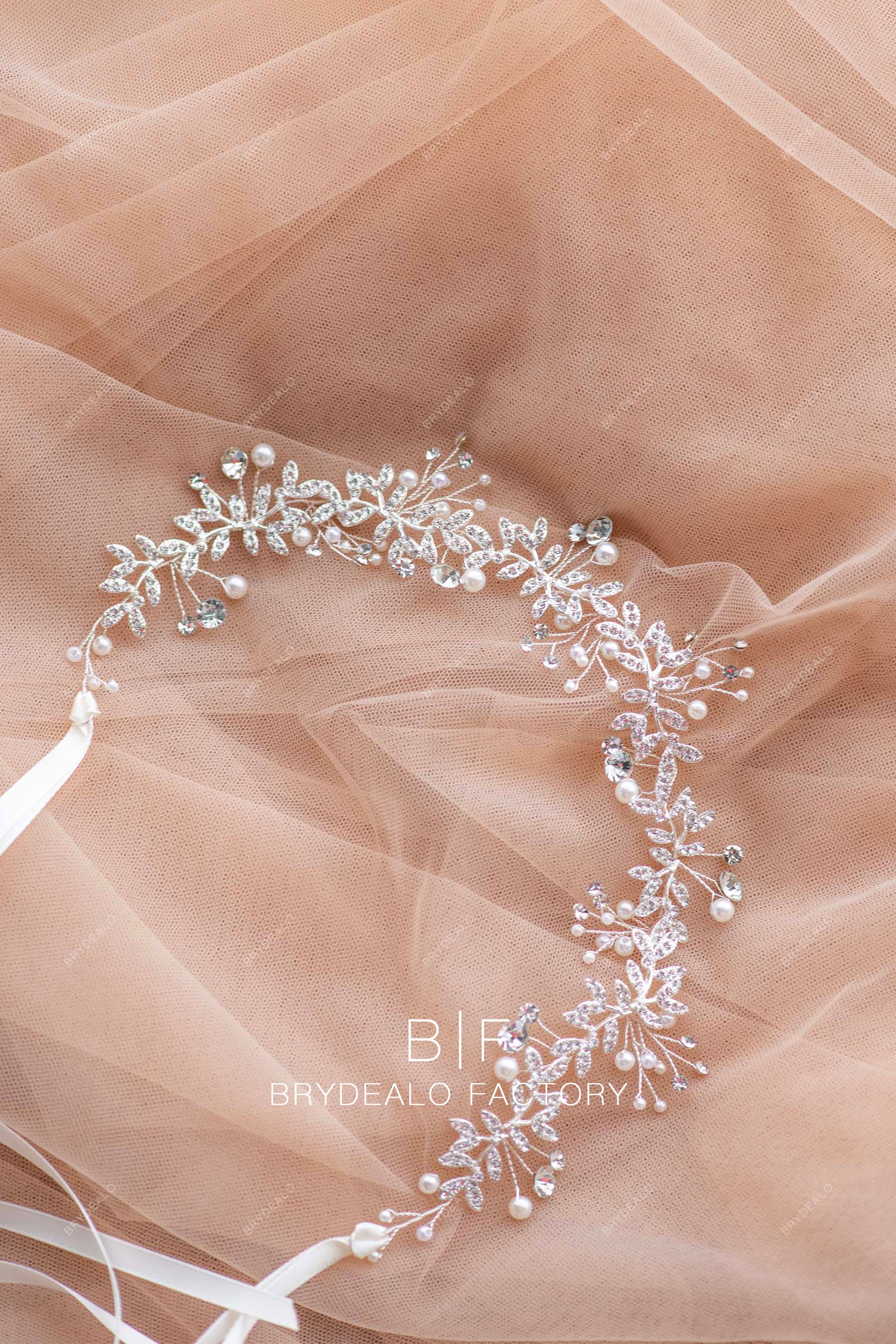 Luxury Pearls Rhinestones Wedding Hairband Bridal Halo For Sale