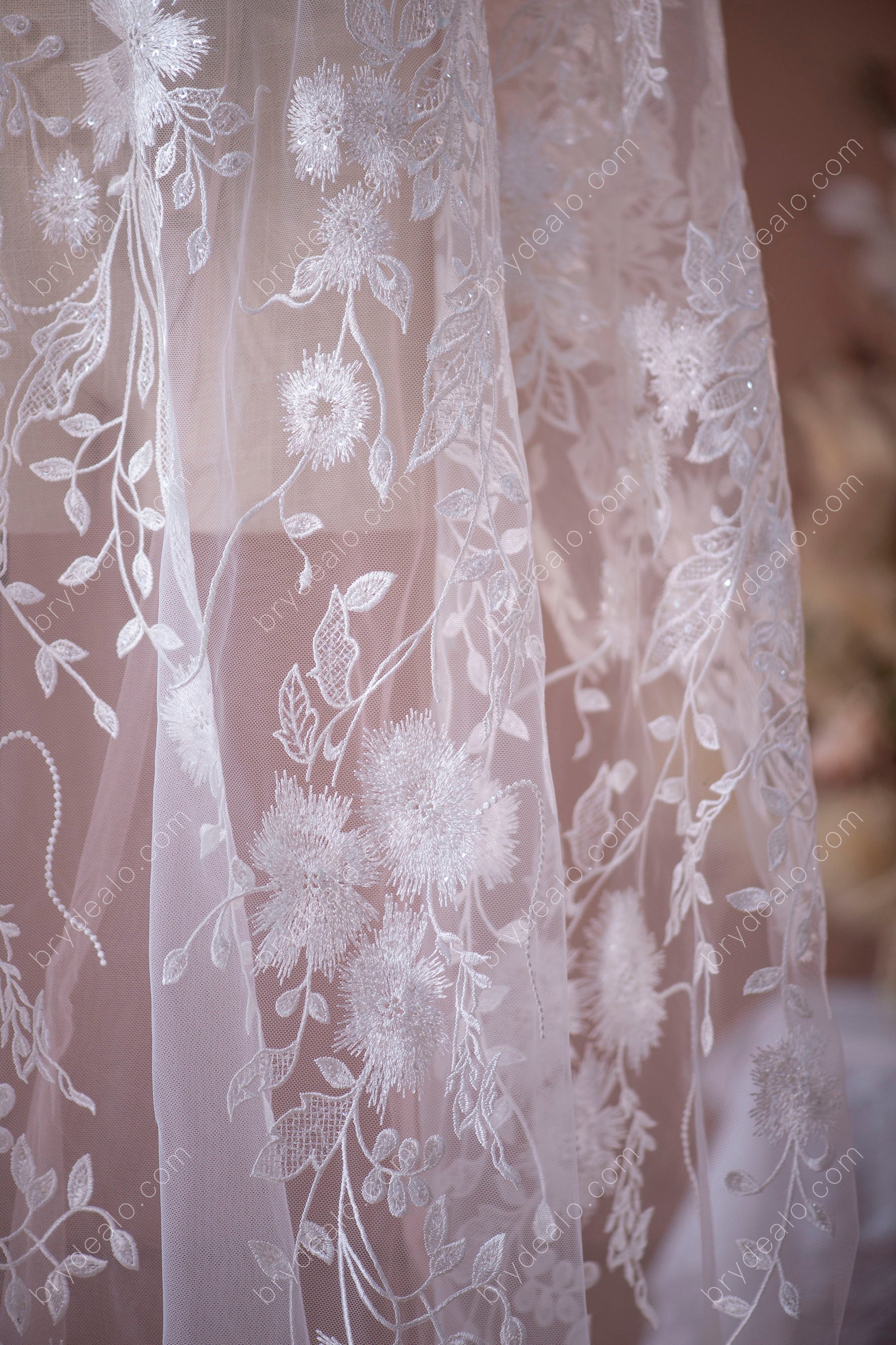 Designer Sequin Leaf Flower Bridal Lace Online