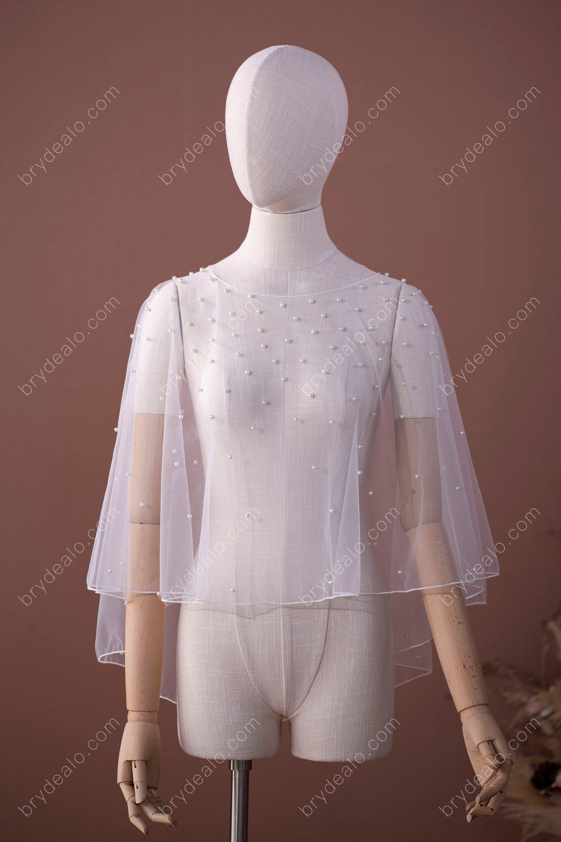 Elegant Pearls Short Bridal Cape for Sale