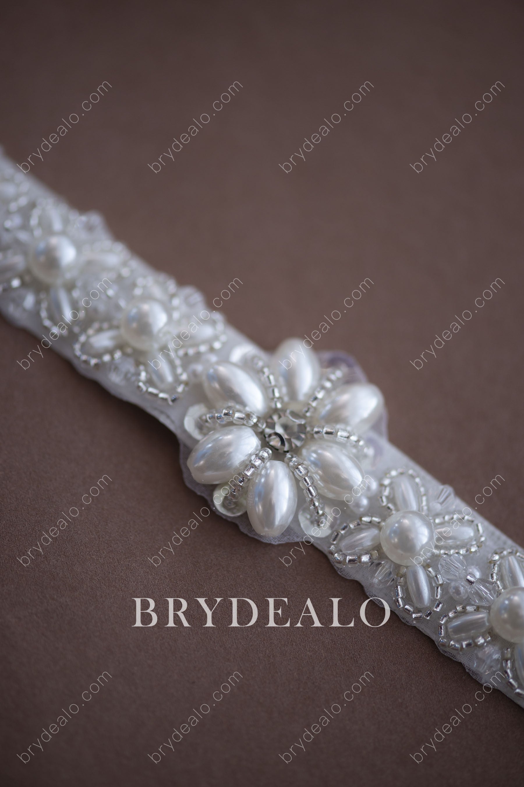 Elegant Pearls Crystals Bridal Sash