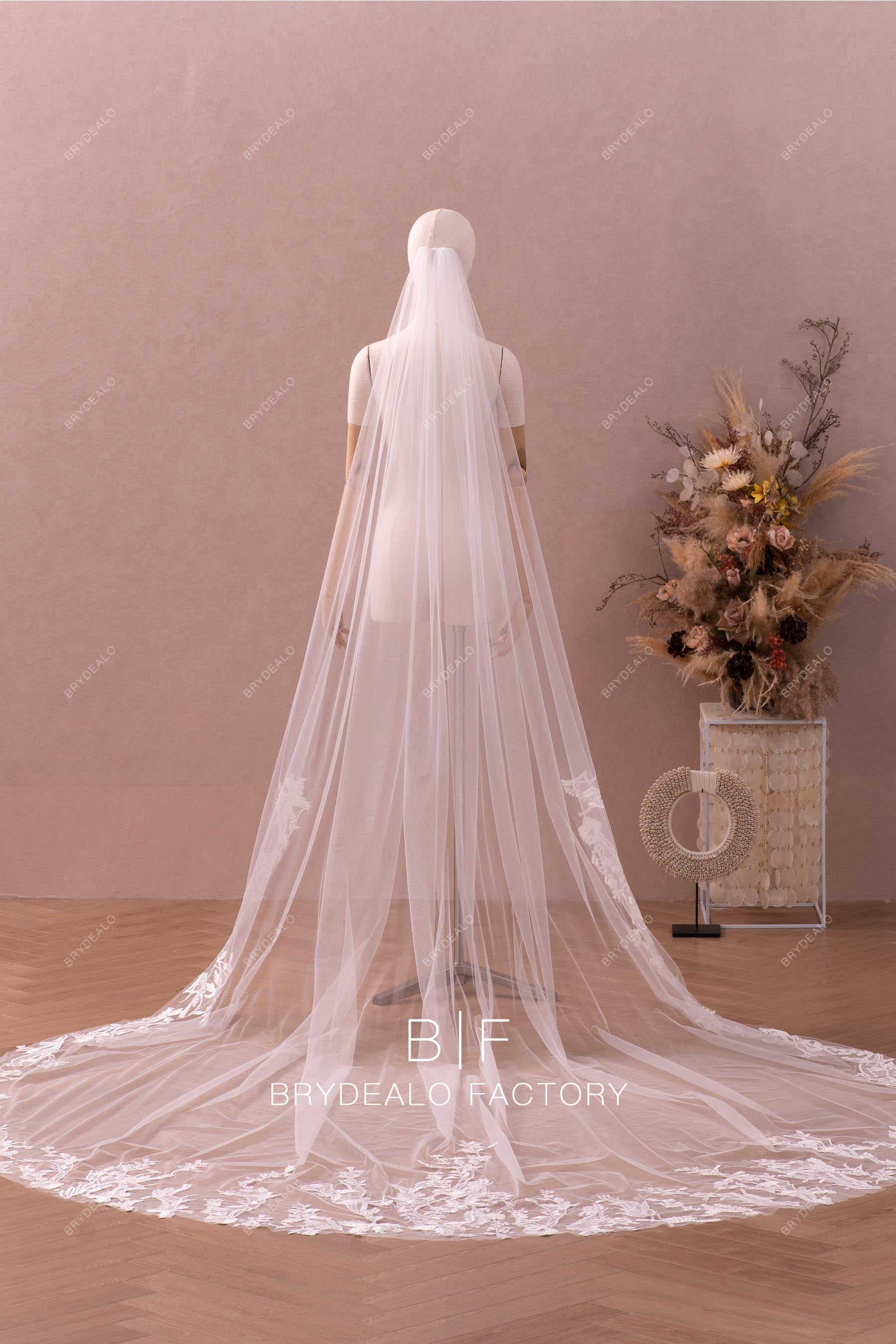 gorgeous lace long bridal veil