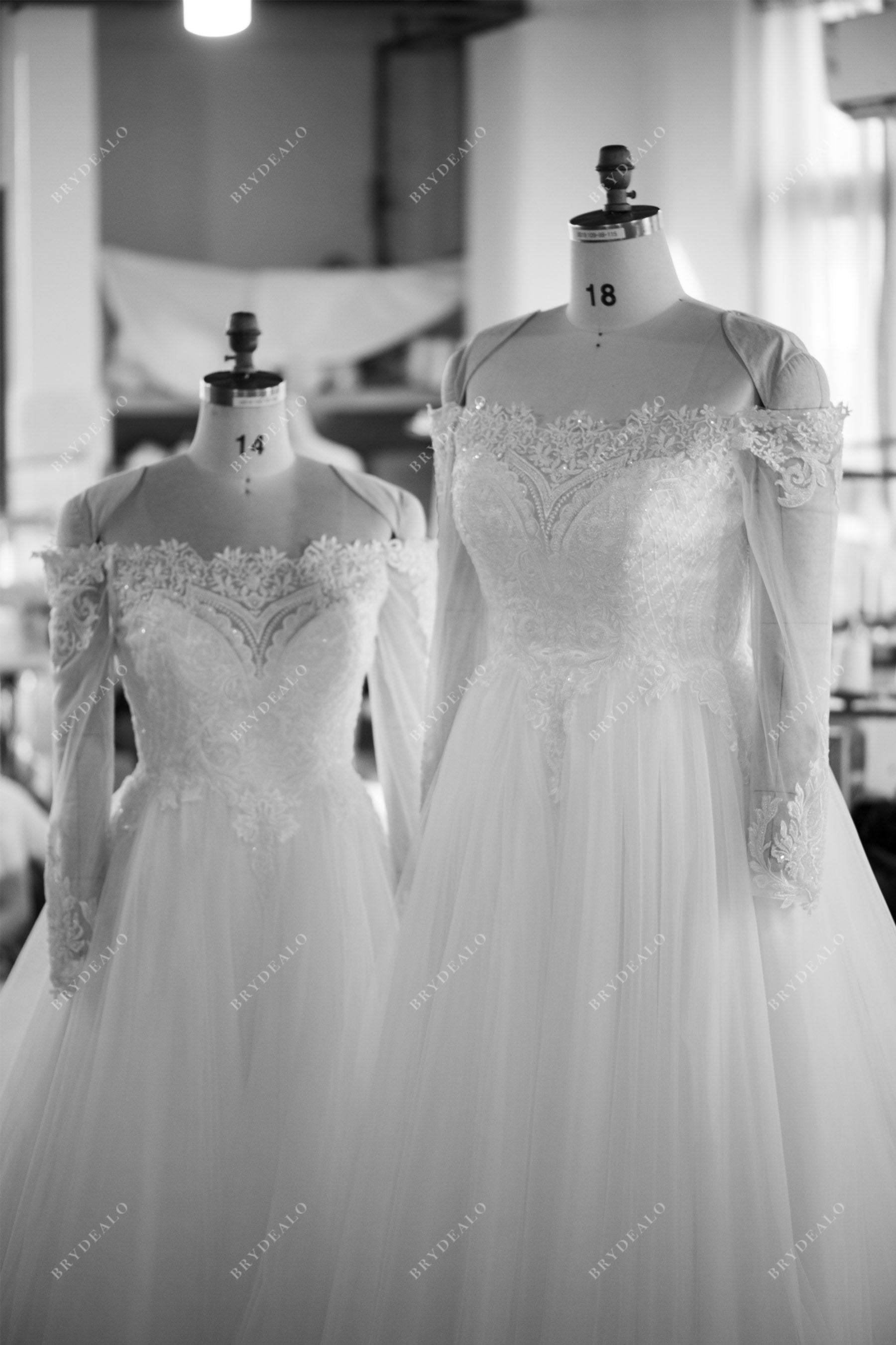 designer long sleeve beaded lace wedding dresses