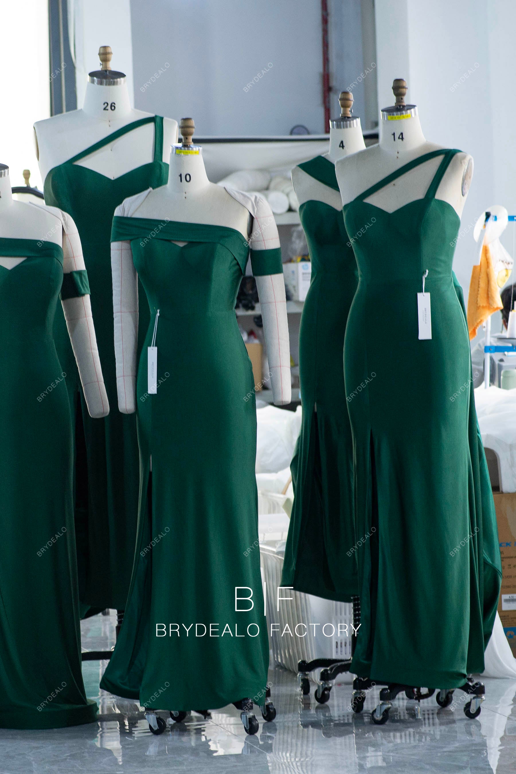 designer dark green jersey bridesmaid dresses for sale