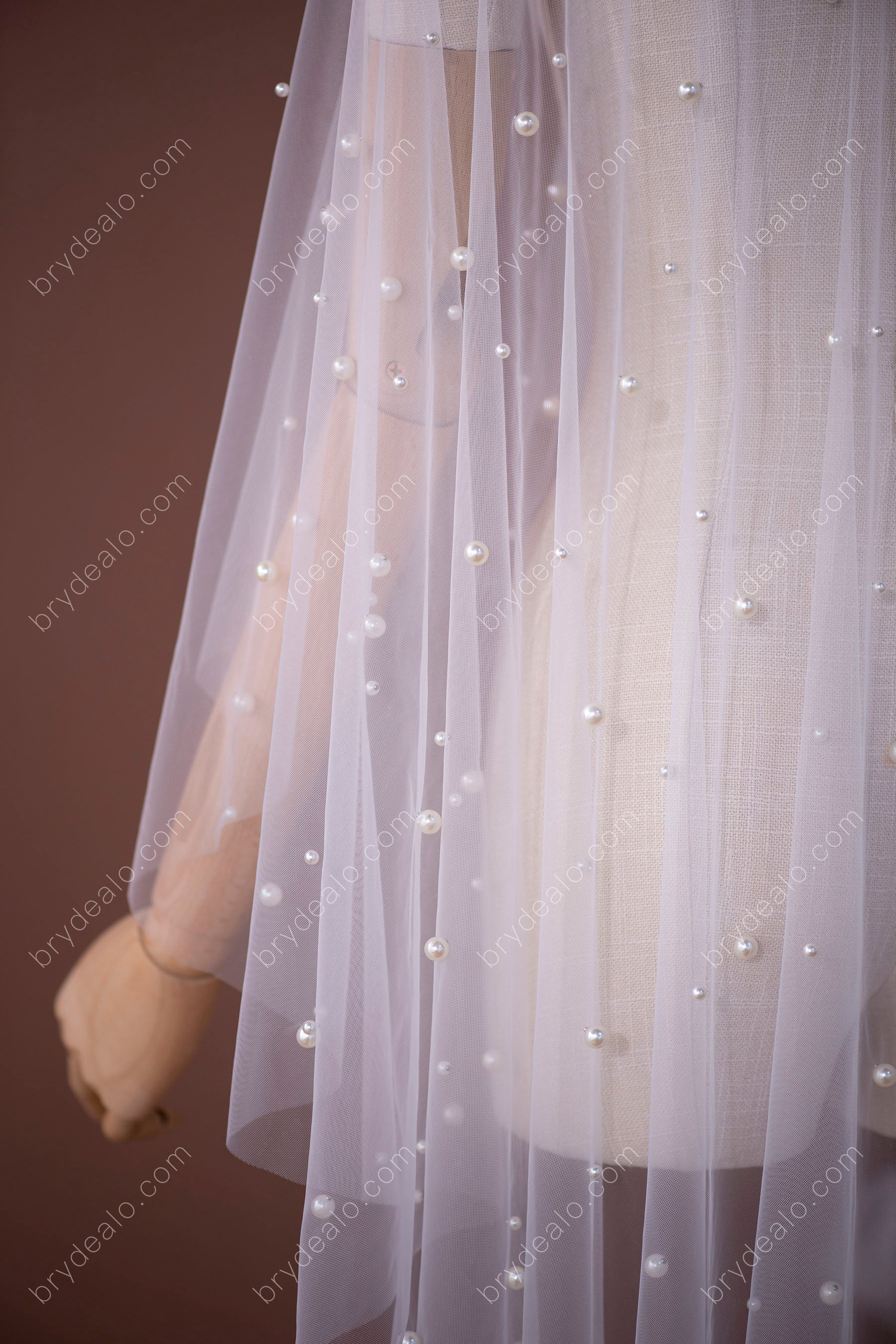 Best Designer Pearls Tulle High-low Bridal Cape Online