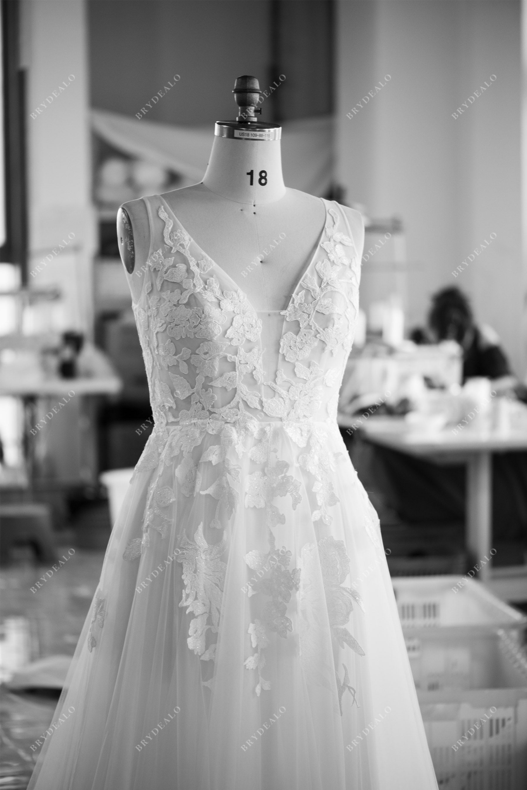 Custom Sleeveless Designer Lace Bridal Gown