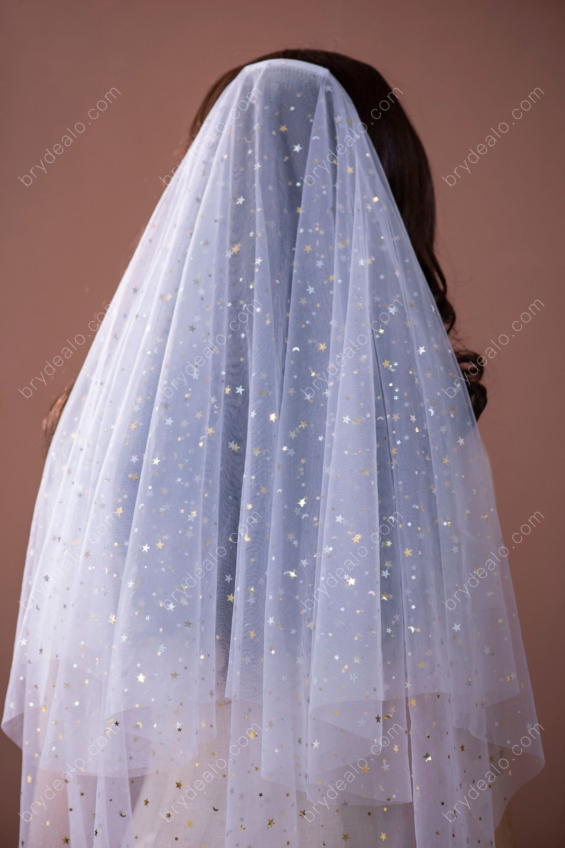 sparkly gold star fashion bridal veil