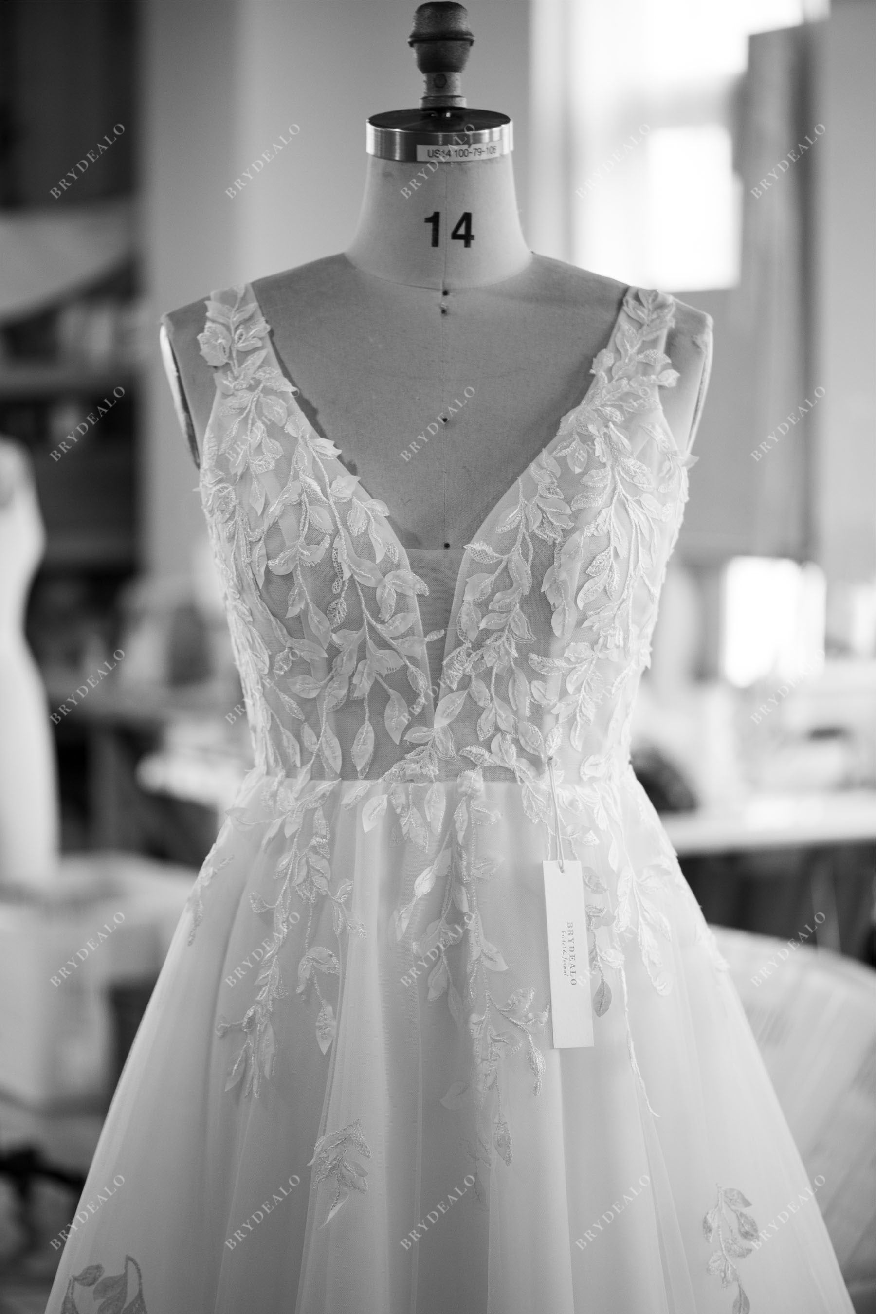 destination sleeveless straps leaf lace wedding dress