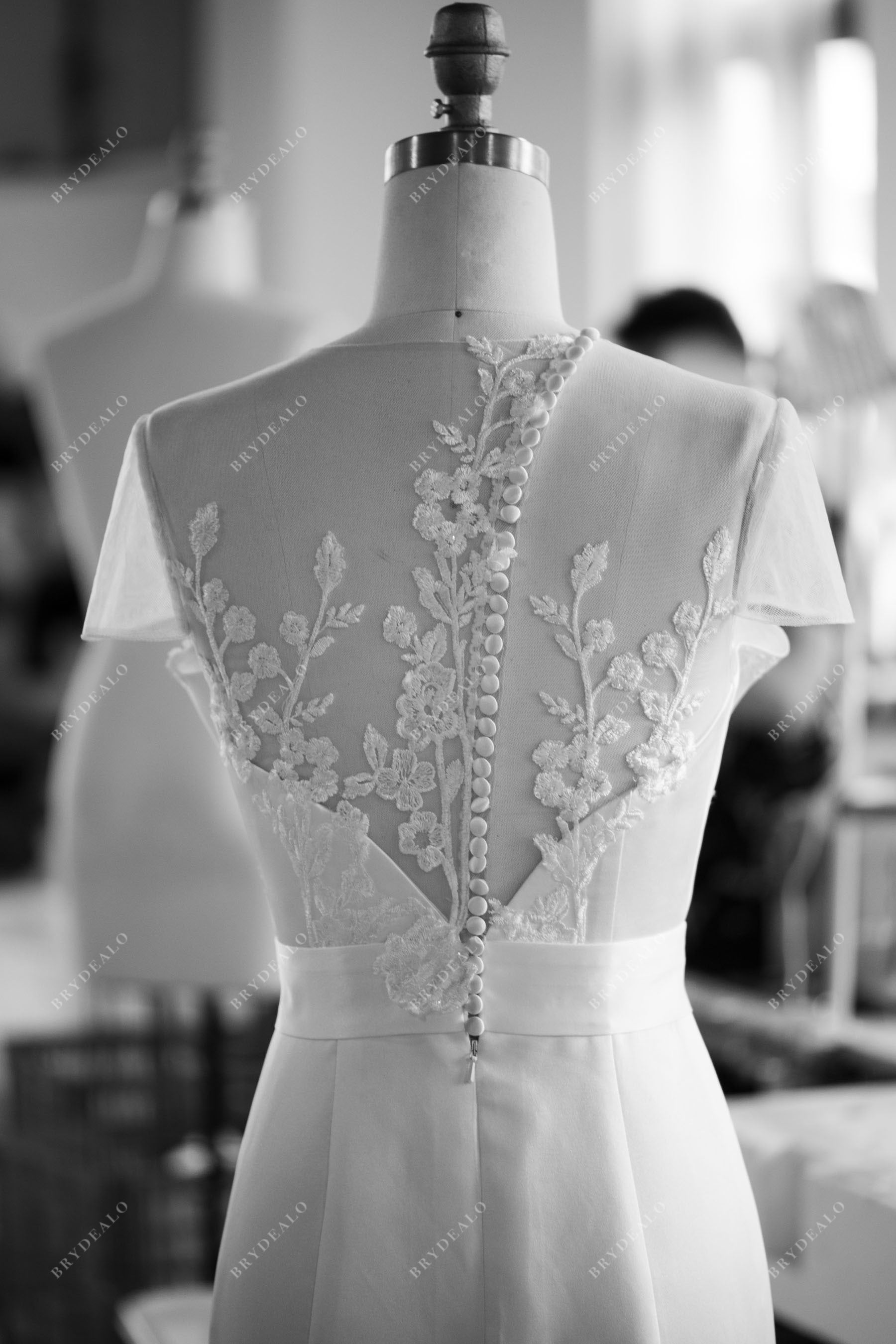 custom unique lace satin wedding dress