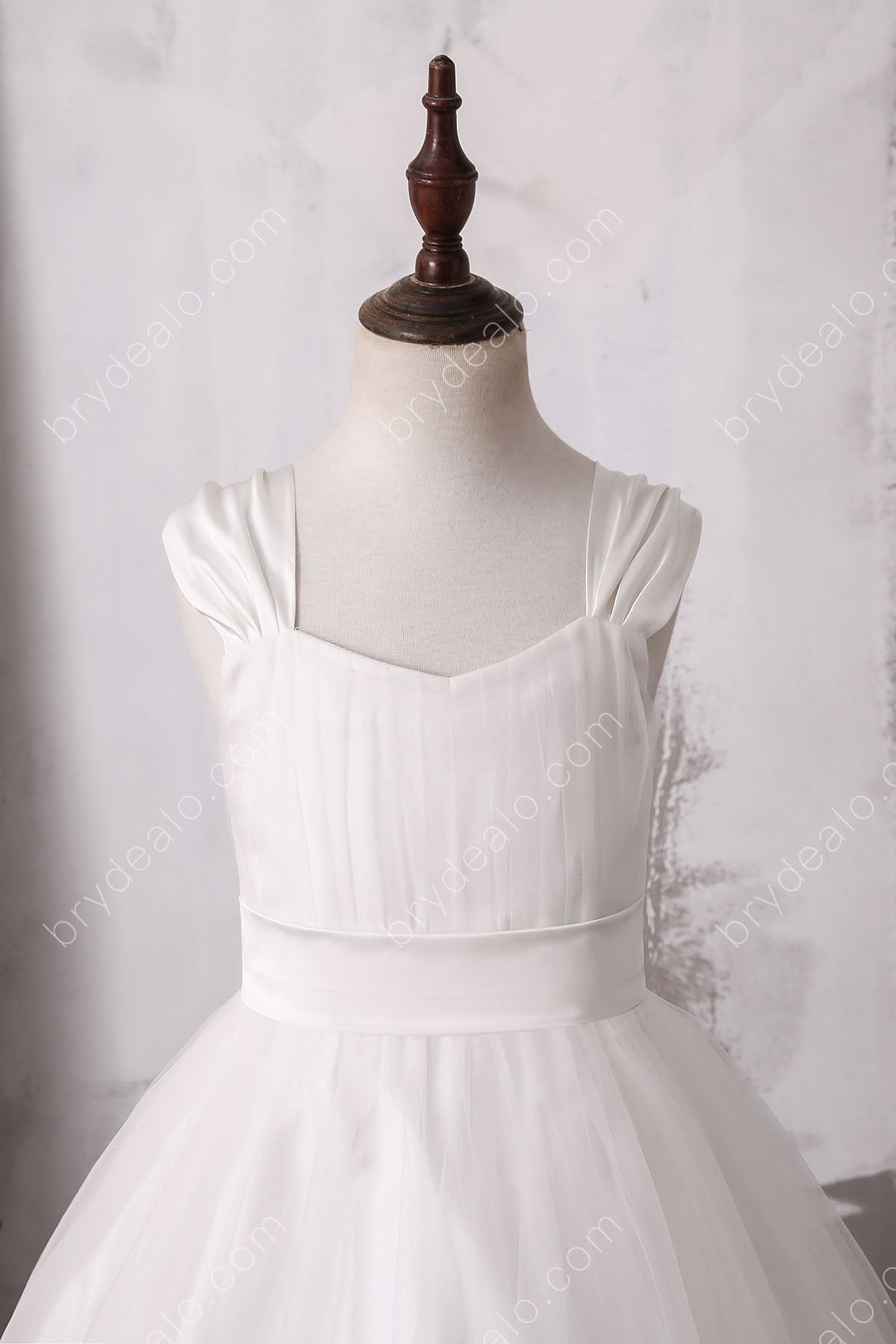 Cute Pleated Tulle Sleeveless Flower Girl Ball Gown