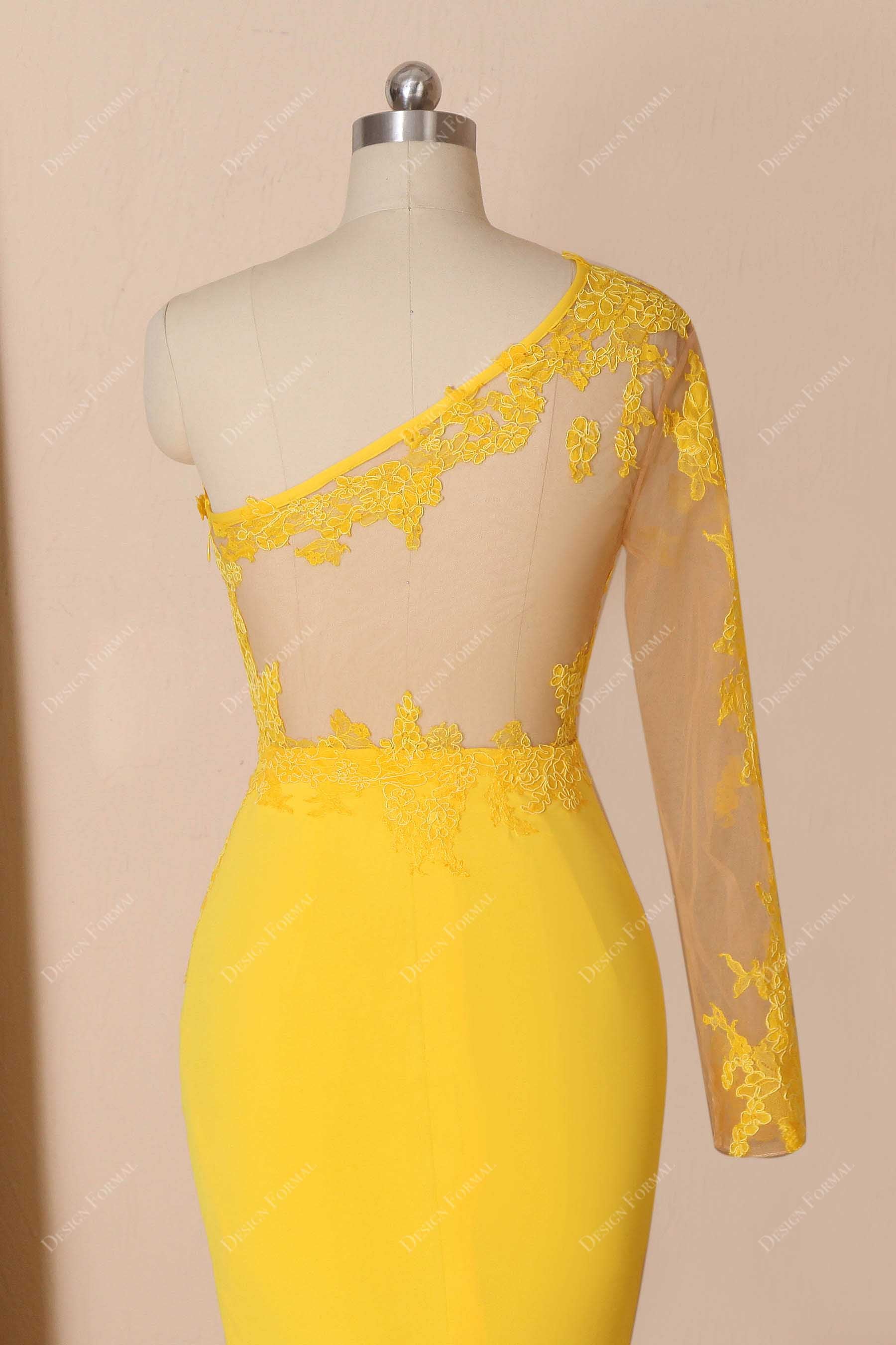 yellow sheer lace back
